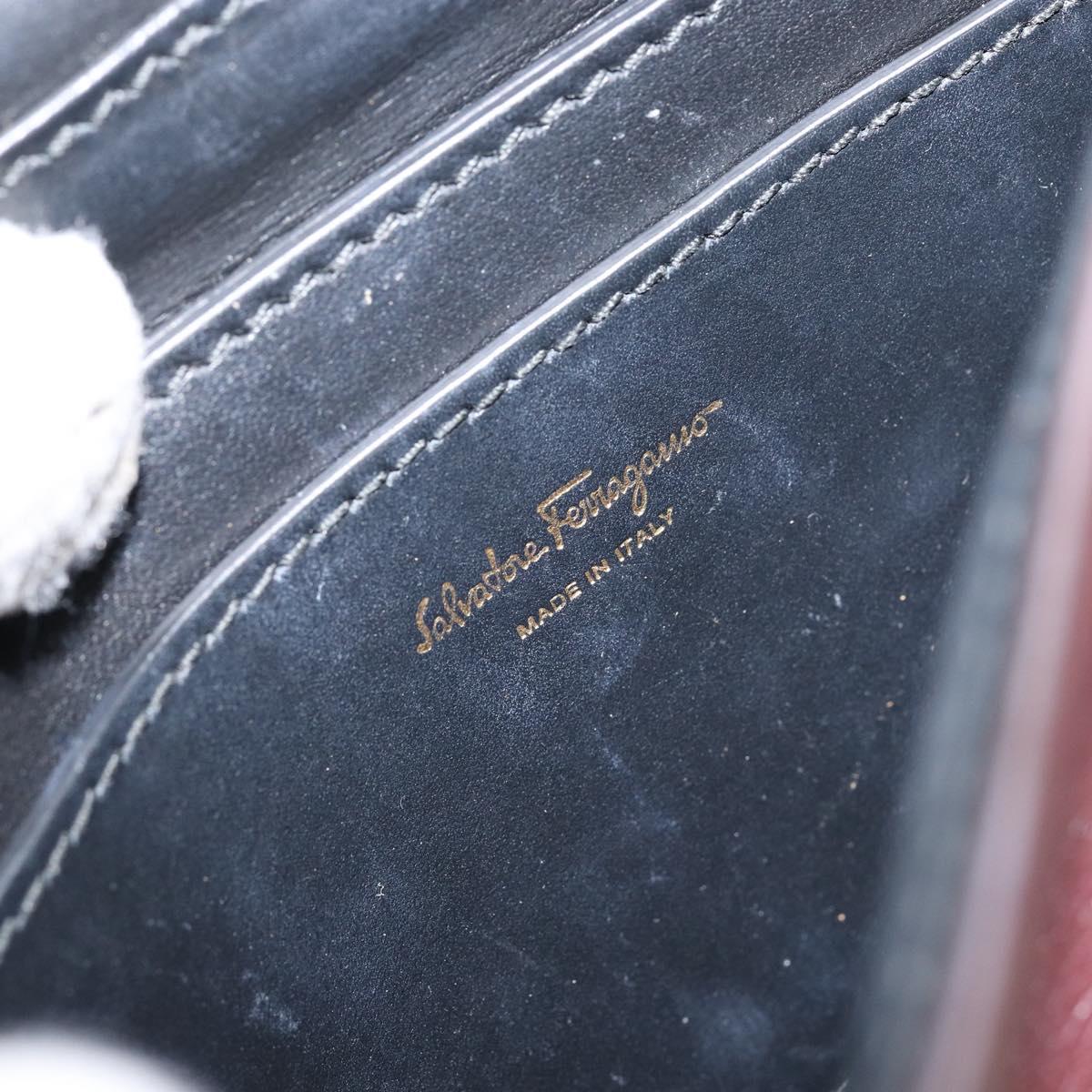 Salvatore Ferragamo Gancini Shoulder Bag Leather Bordeaux Gold Auth 149195