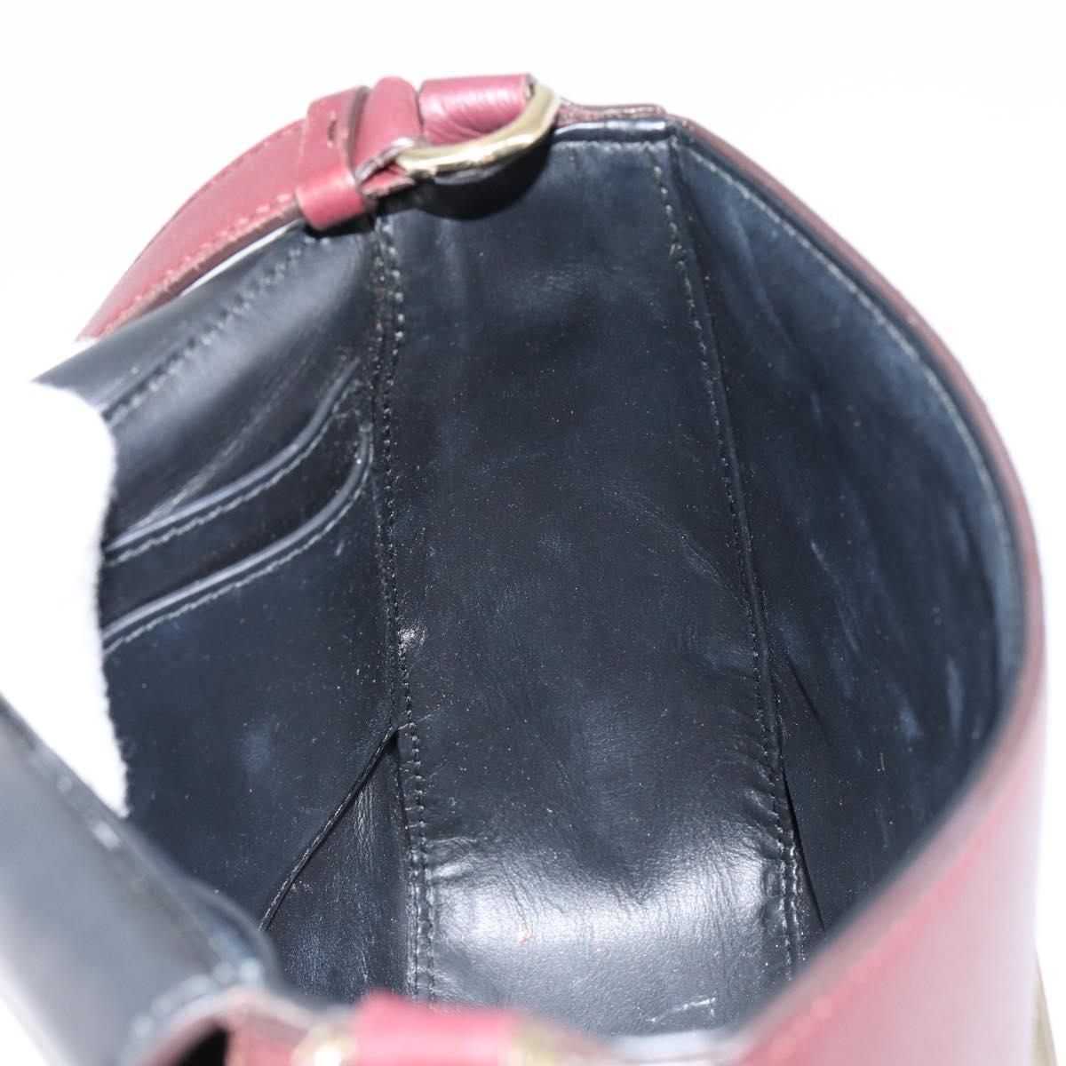 Salvatore Ferragamo Gancini Shoulder Bag Leather Bordeaux Gold Auth 149195