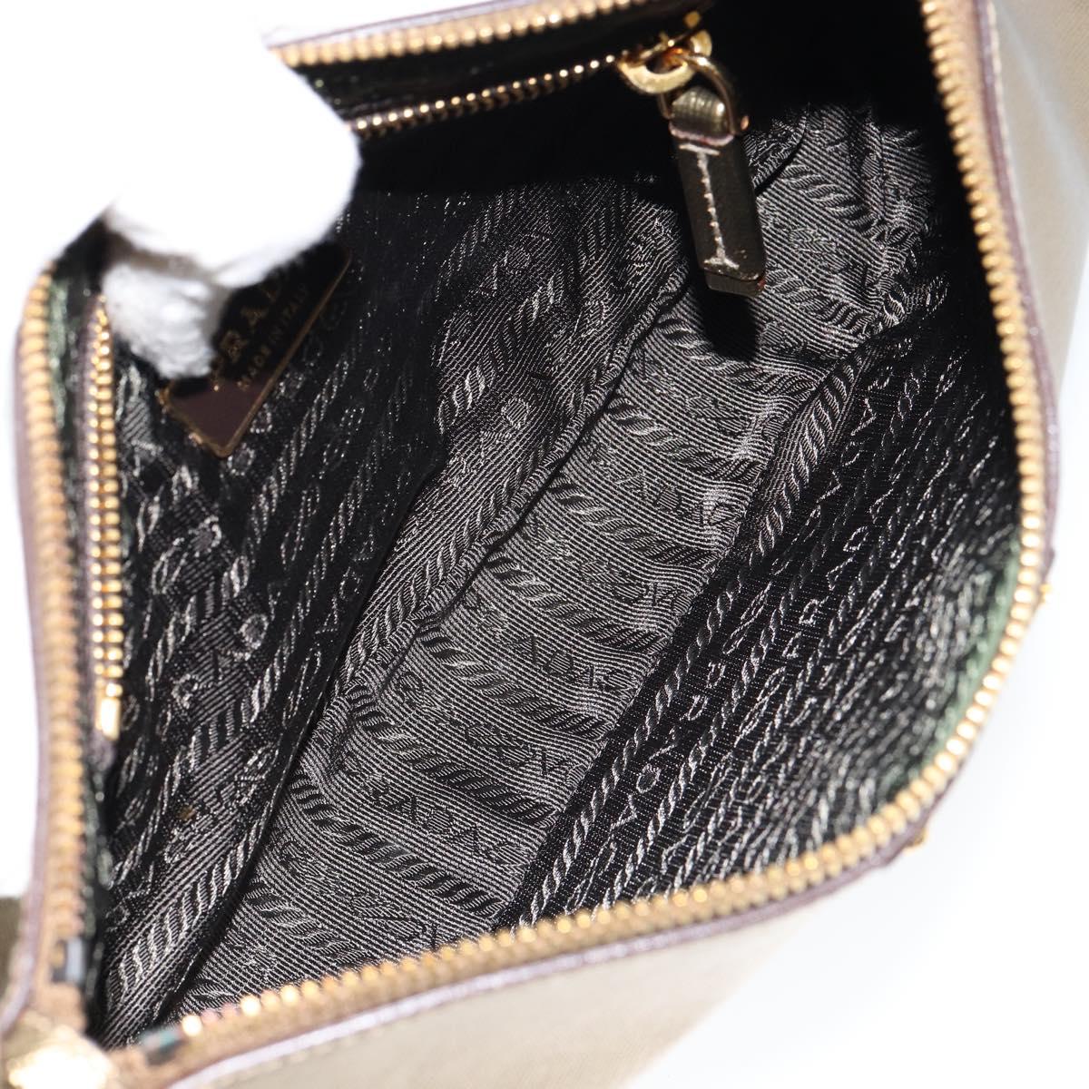 PRADA Shoulder Bag Safiano leather Gold Auth 149196V