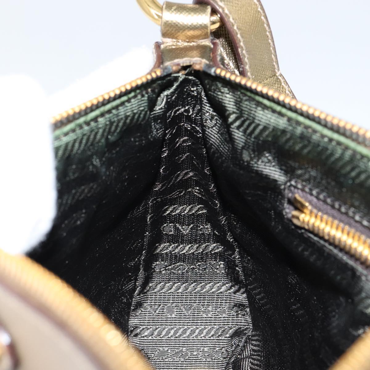 PRADA Shoulder Bag Safiano leather Gold Auth 149196V