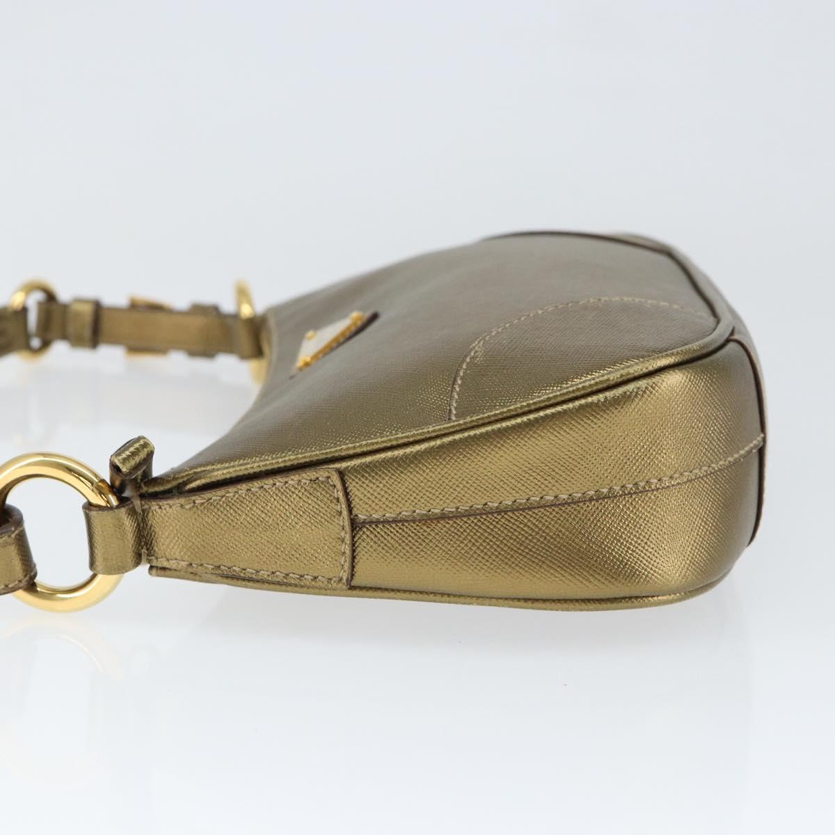 PRADA Shoulder Bag Safiano leather Gold Auth 149196V