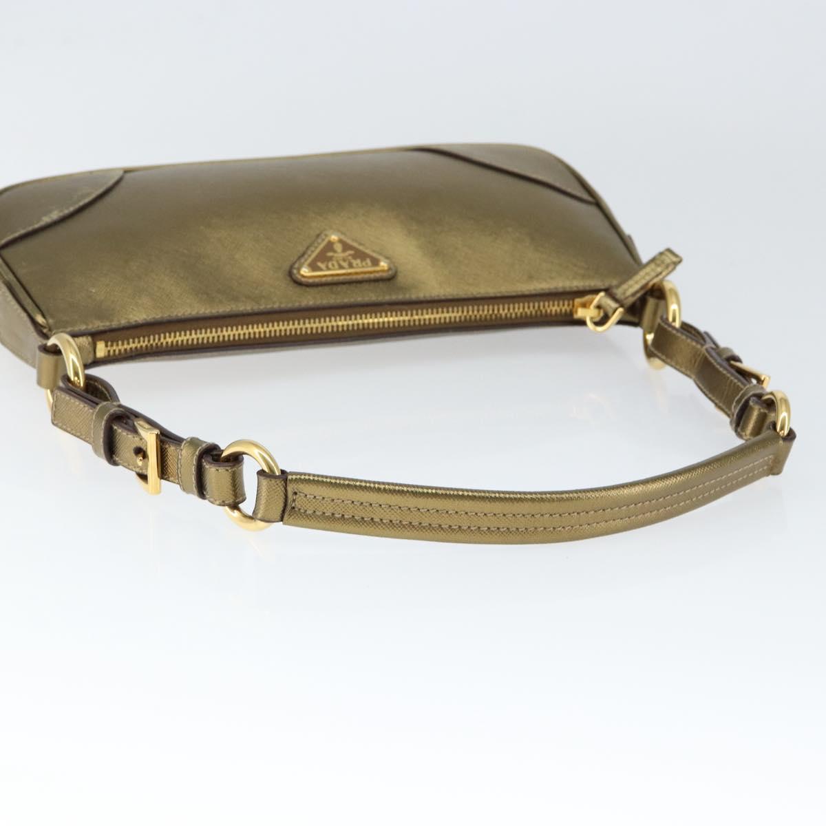 PRADA Shoulder Bag Safiano leather Gold Auth 149196