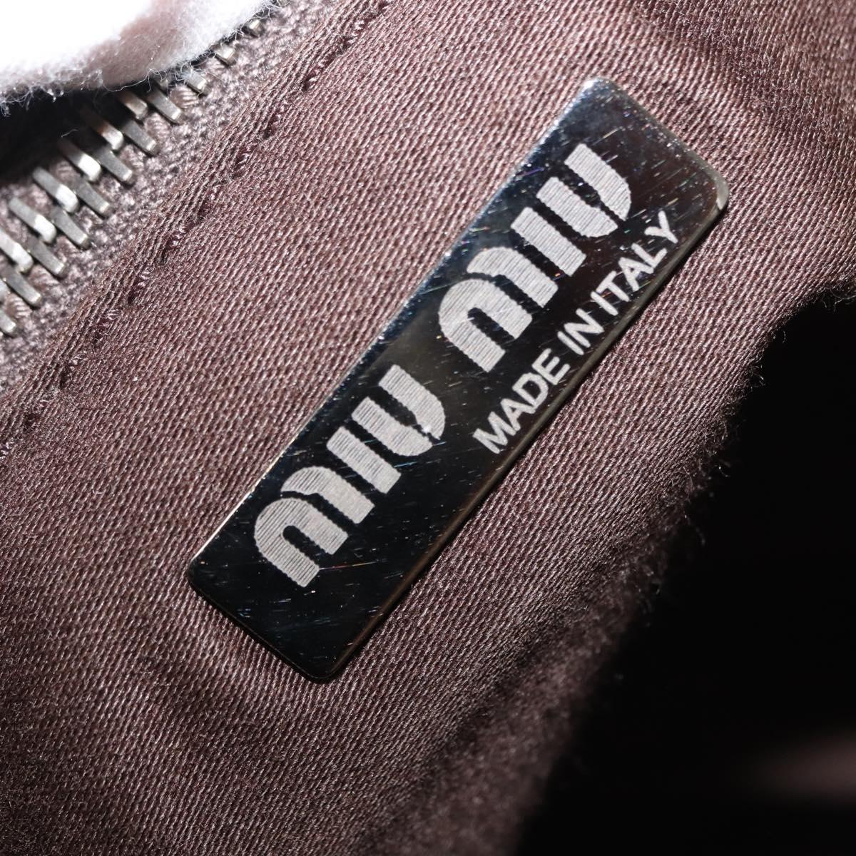 Miu Miu Shoulder Bag Velor Khaki Silver Auth 149197