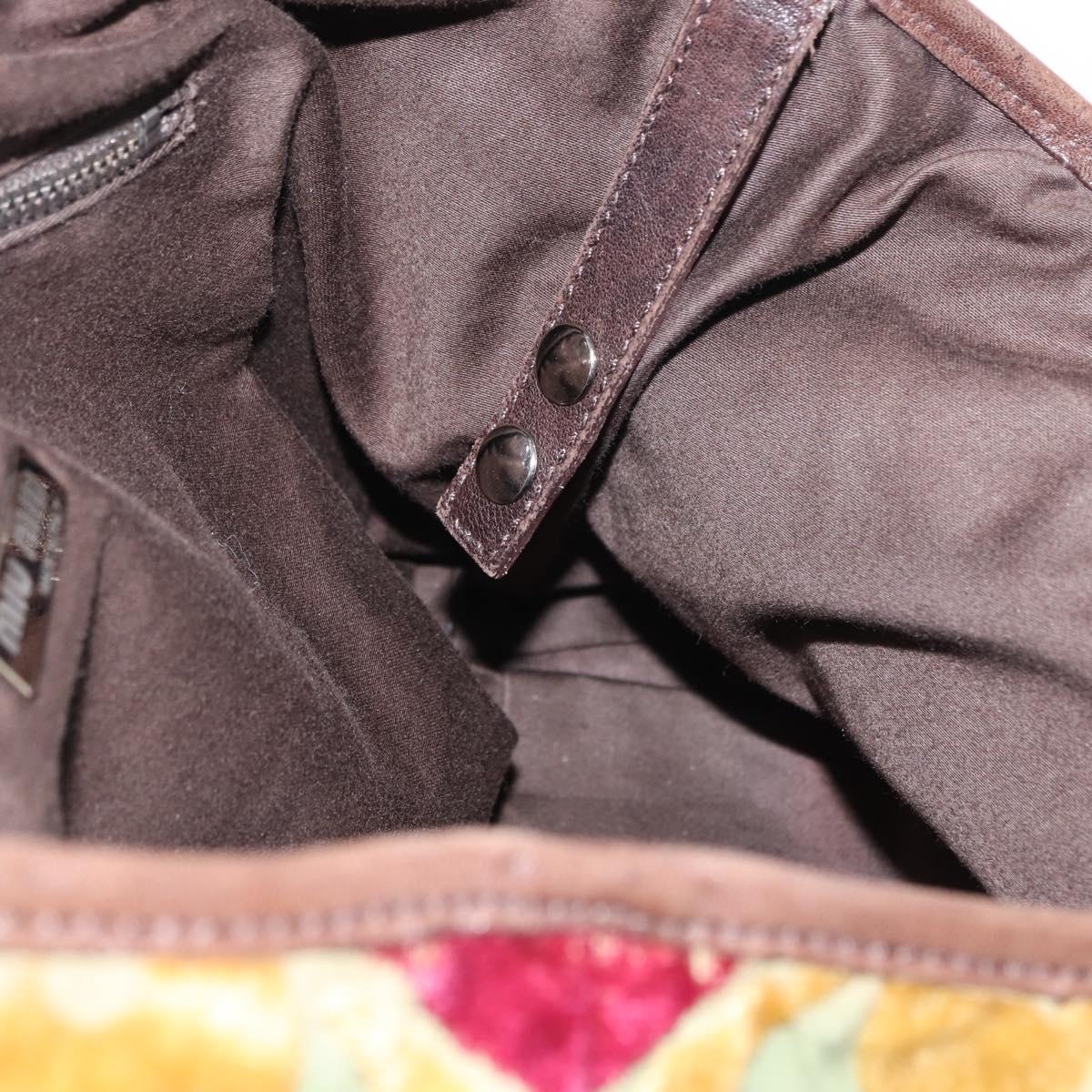 Miu Miu Shoulder Bag Velor Khaki Silver Auth 149197