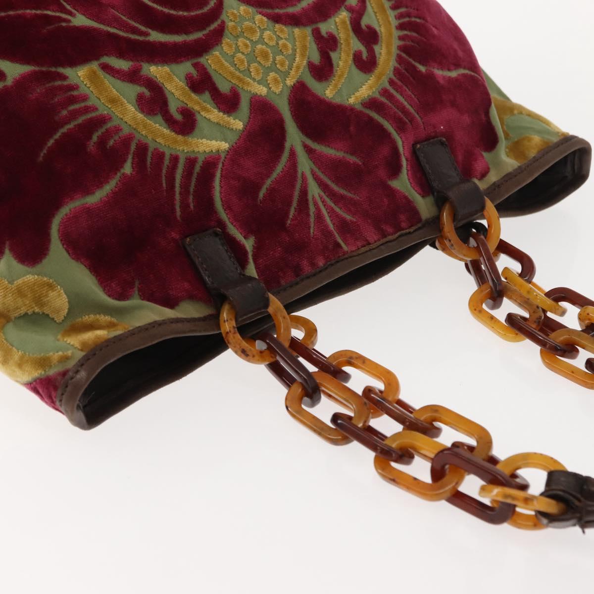 Miu Miu Shoulder Bag Velor Khaki Silver Auth 149197