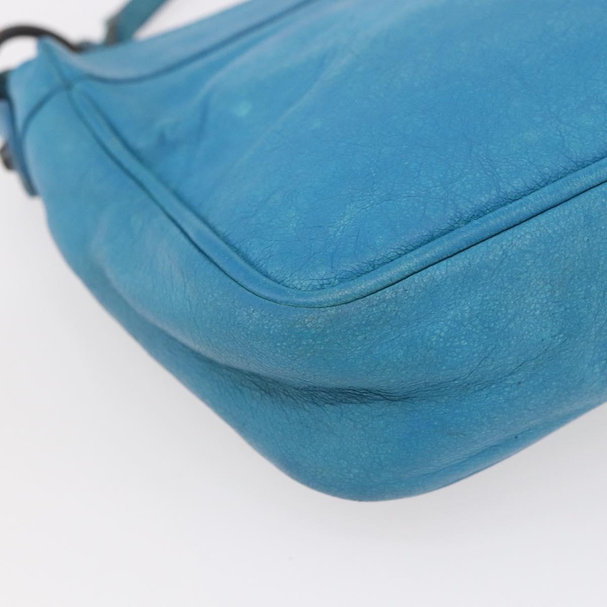 BALENCIAGA The Shoulder Shoulder Bag Leather Blue 138226 Auth 149200