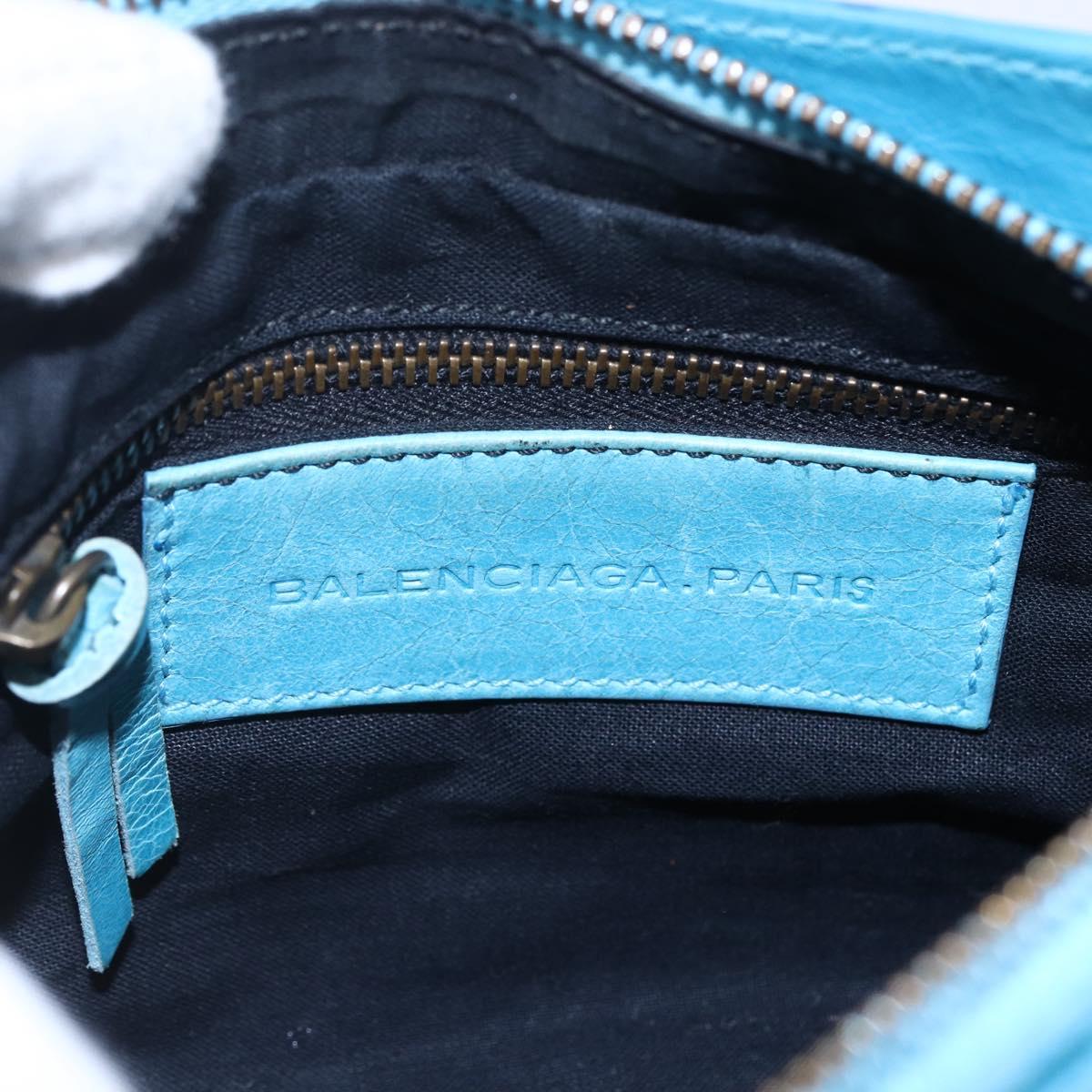 BALENCIAGA The Shoulder Shoulder Bag Leather Blue 138226 Auth 149200