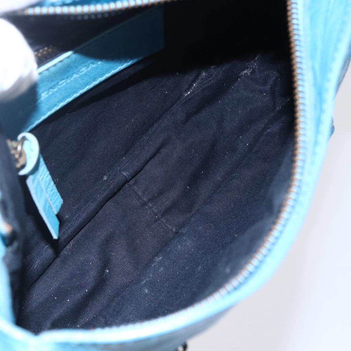 BALENCIAGA The Shoulder Shoulder Bag Leather Blue 138226 Auth 149200