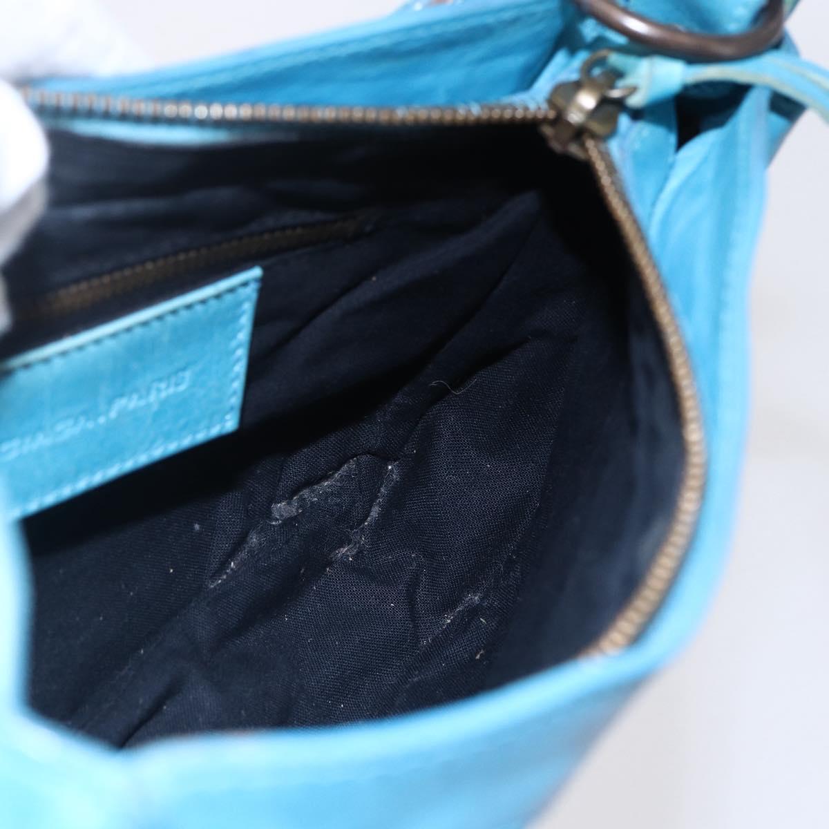 BALENCIAGA The Shoulder Shoulder Bag Leather Blue 138226 Auth 149200