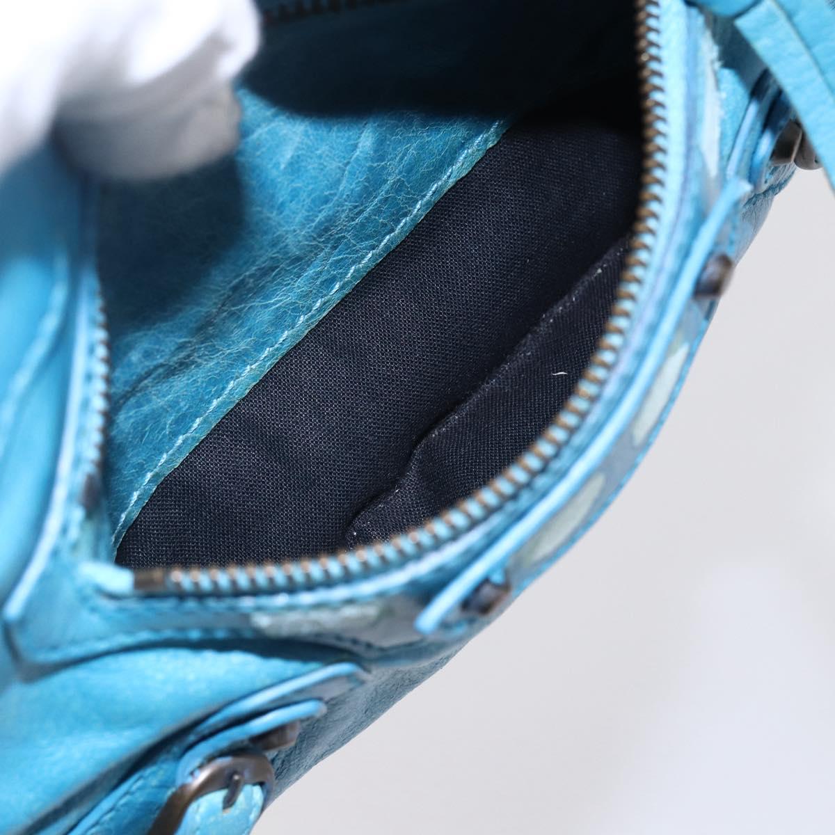 BALENCIAGA The Shoulder Shoulder Bag Leather Blue 138226 Auth 149200