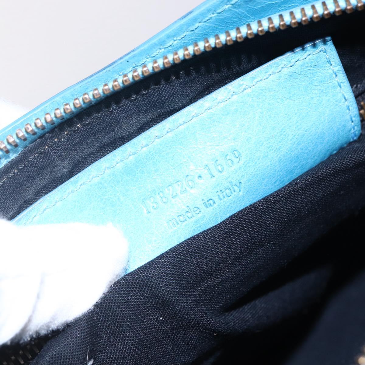 BALENCIAGA The Shoulder Shoulder Bag Leather Blue 138226 Auth 149200