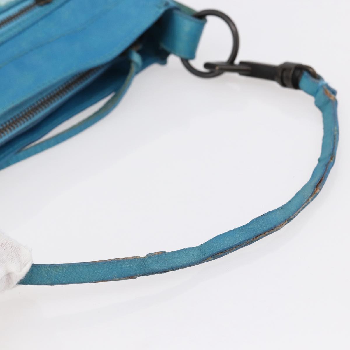 BALENCIAGA The Shoulder Shoulder Bag Leather Blue 138226 Auth 149200