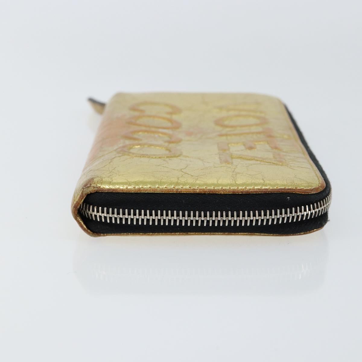 CHANEL Long Wallet Leather Gold Silver CC Auth 149215