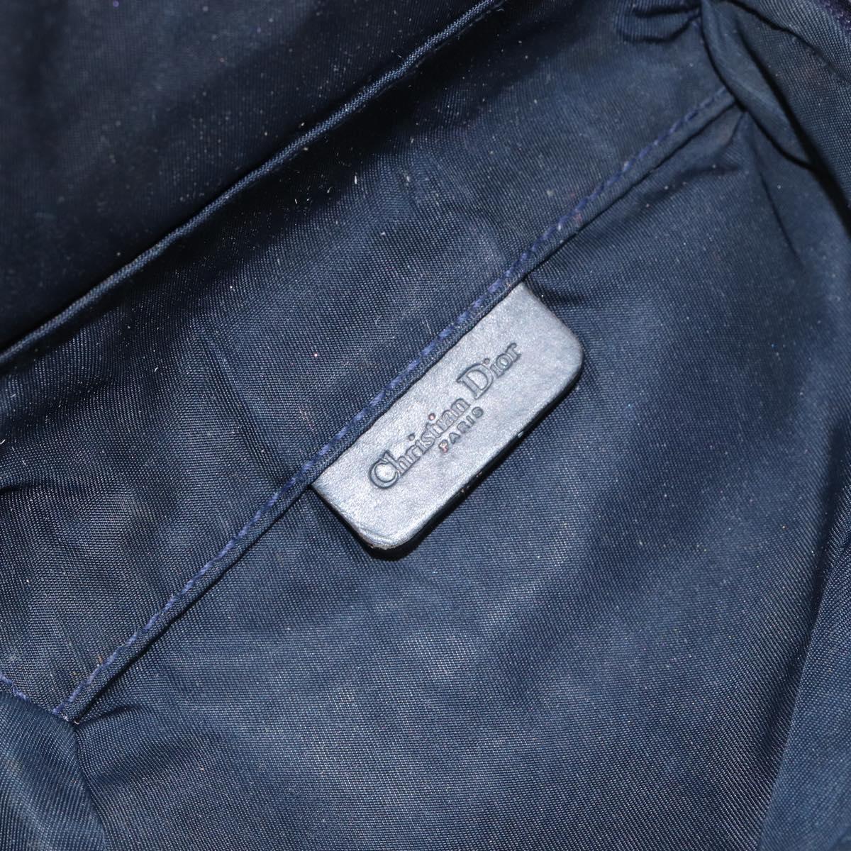 Christian Dior Trotter Canvas Saddle Pouch Navy Gold Auth 149216