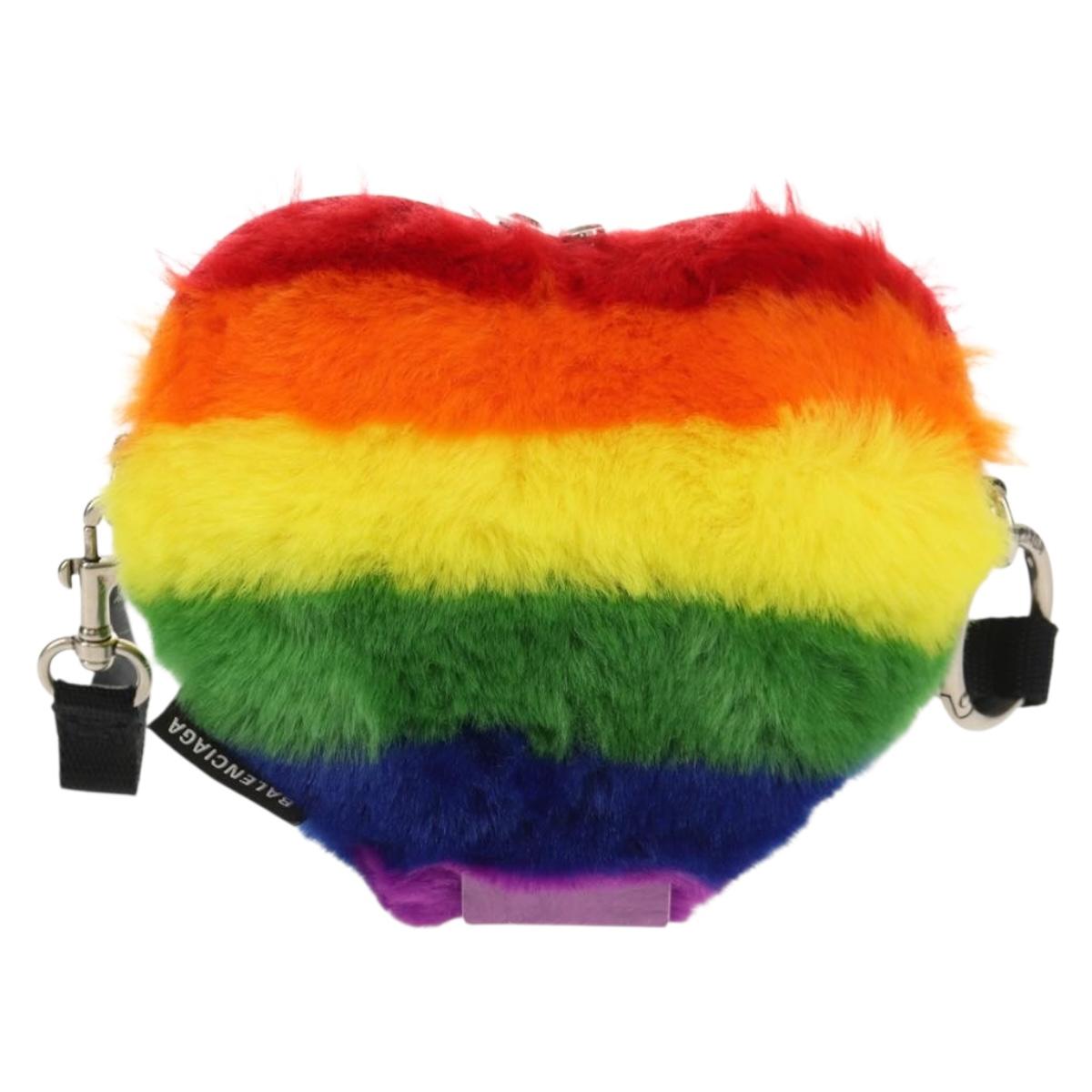 BALENCIAGA Shoulder Bag Fur Rainbow 677903 Auth 149218SM