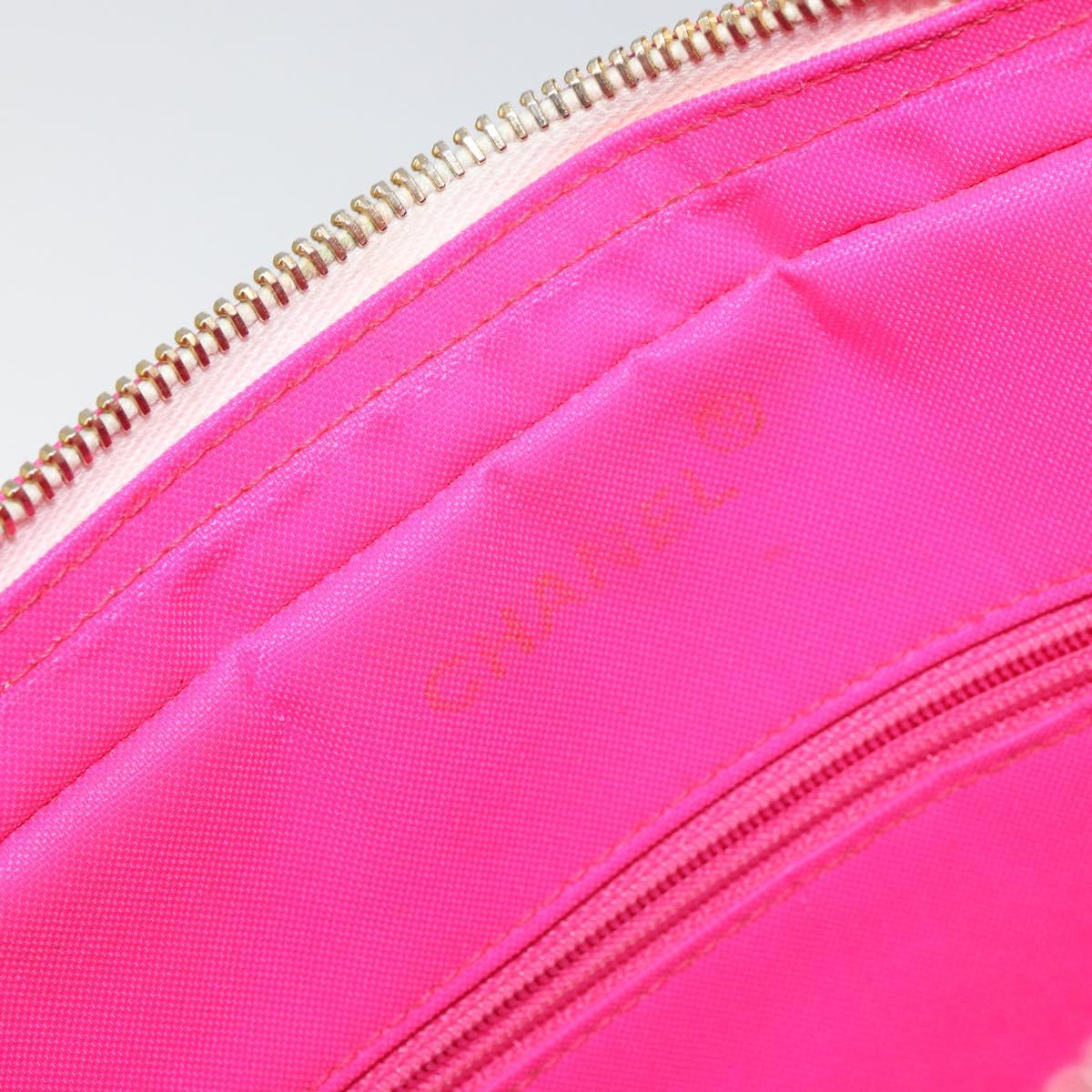 CHANEL Matelasse Chain Shoulder Bag Nylon Pink Gold CC Auth 149222