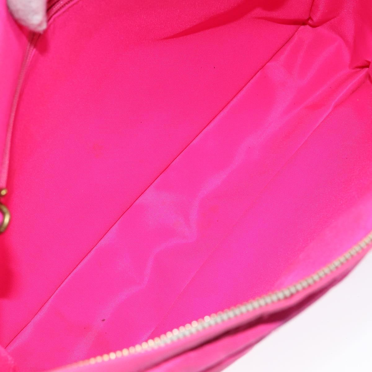 CHANEL Matelasse Chain Shoulder Bag Nylon Pink Gold CC Auth 149222