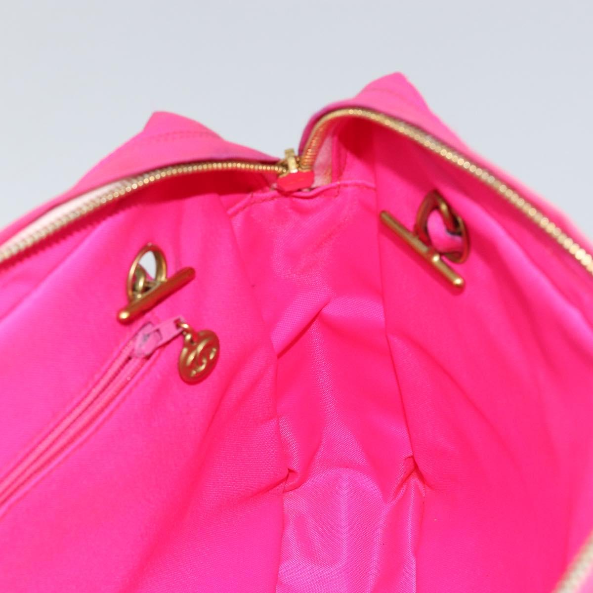 CHANEL Matelasse Chain Shoulder Bag Nylon Pink Gold CC Auth 149222