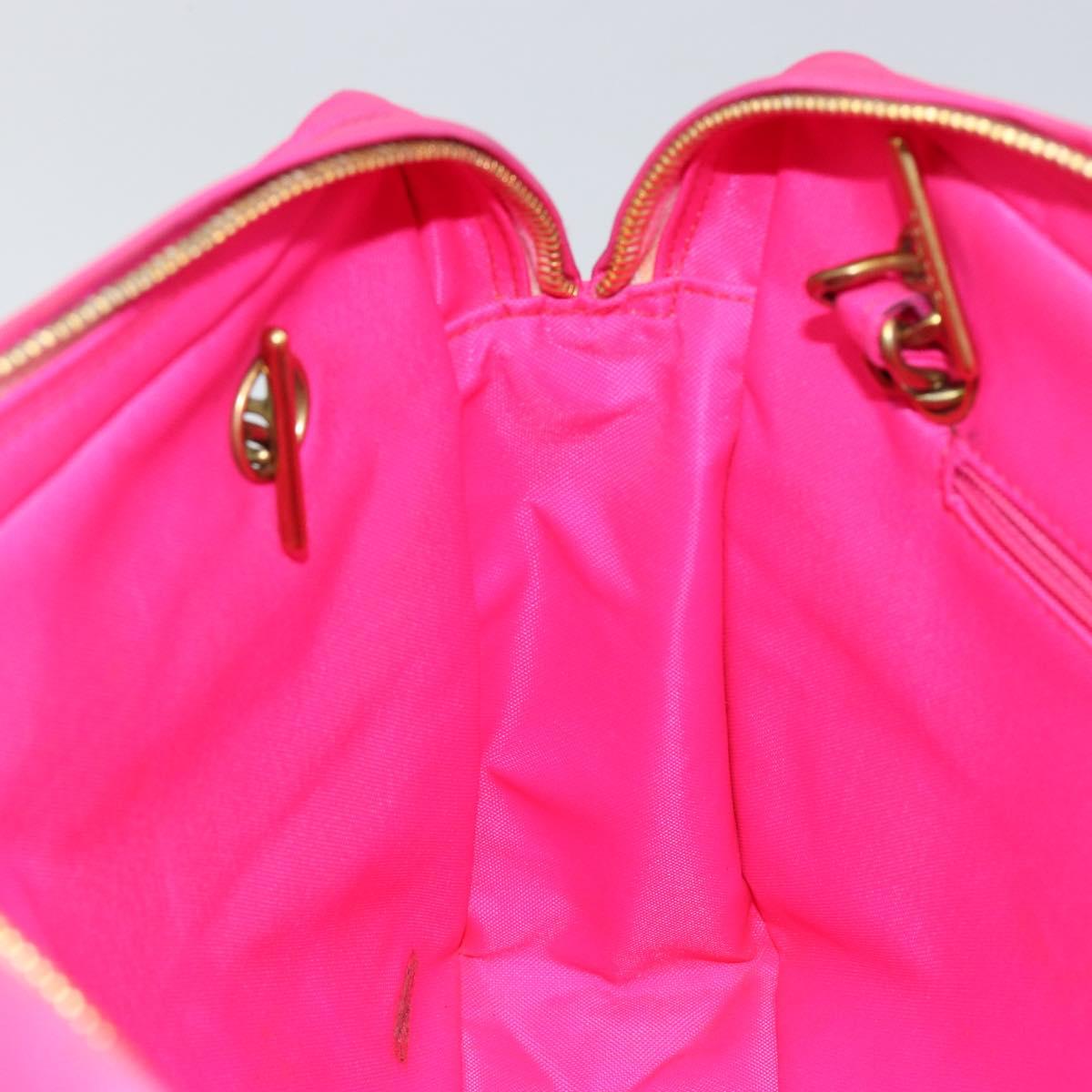 CHANEL Matelasse Chain Shoulder Bag Nylon Pink Gold CC Auth 149222