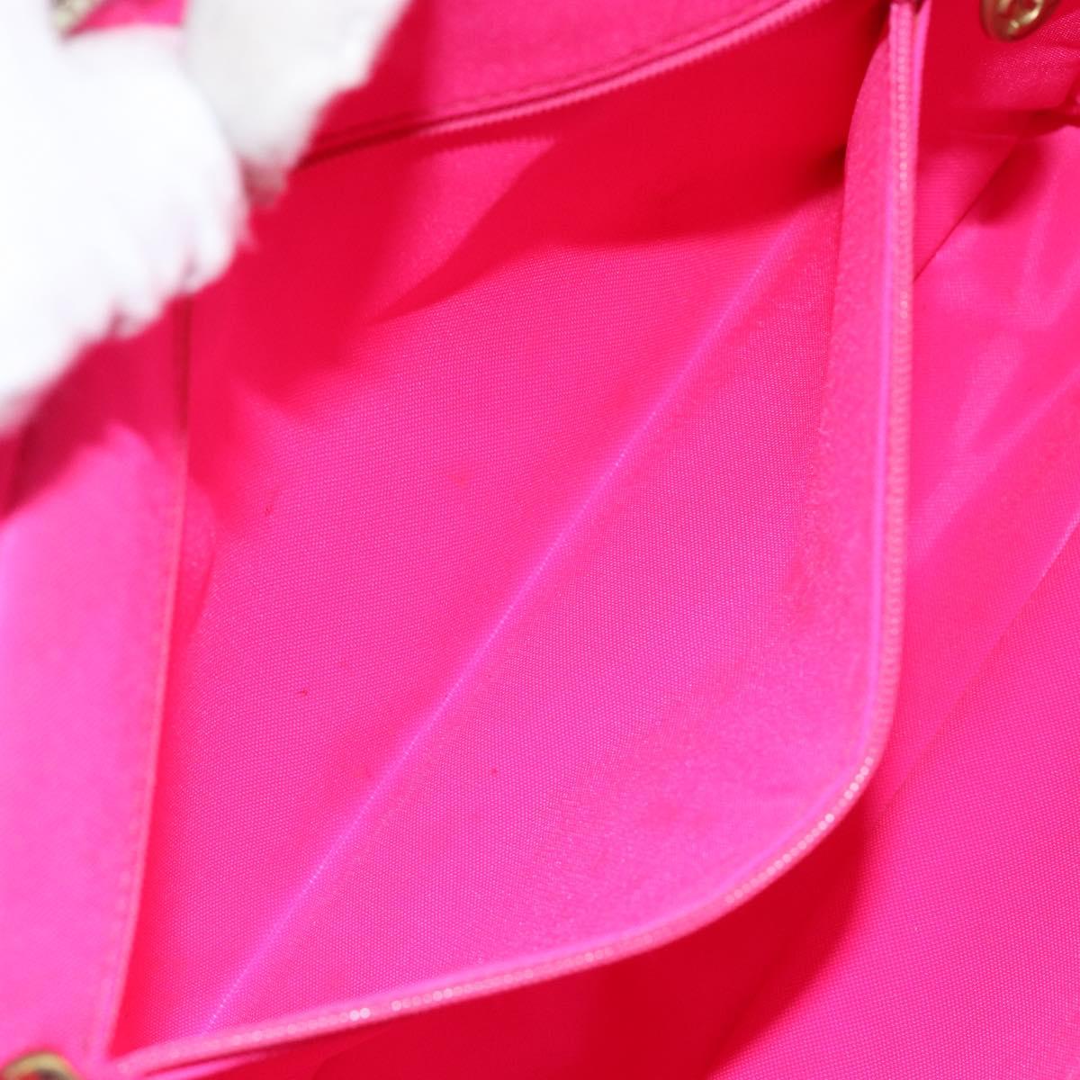 CHANEL Matelasse Chain Shoulder Bag Nylon Pink Gold CC Auth 149222