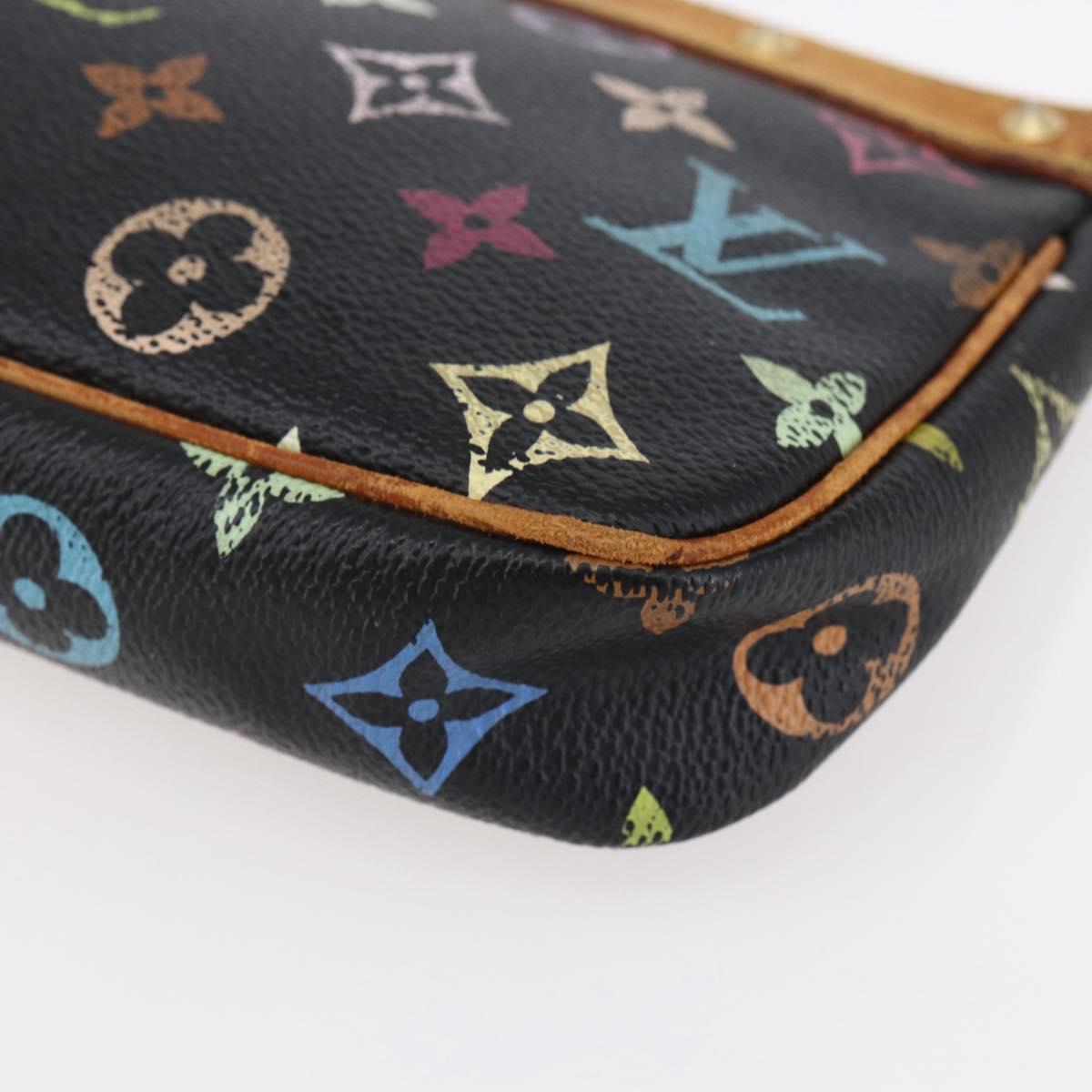 LOUIS VUITTON Multicolor Pochette Accessoires Pouch Black M92648 LV Auth 149228