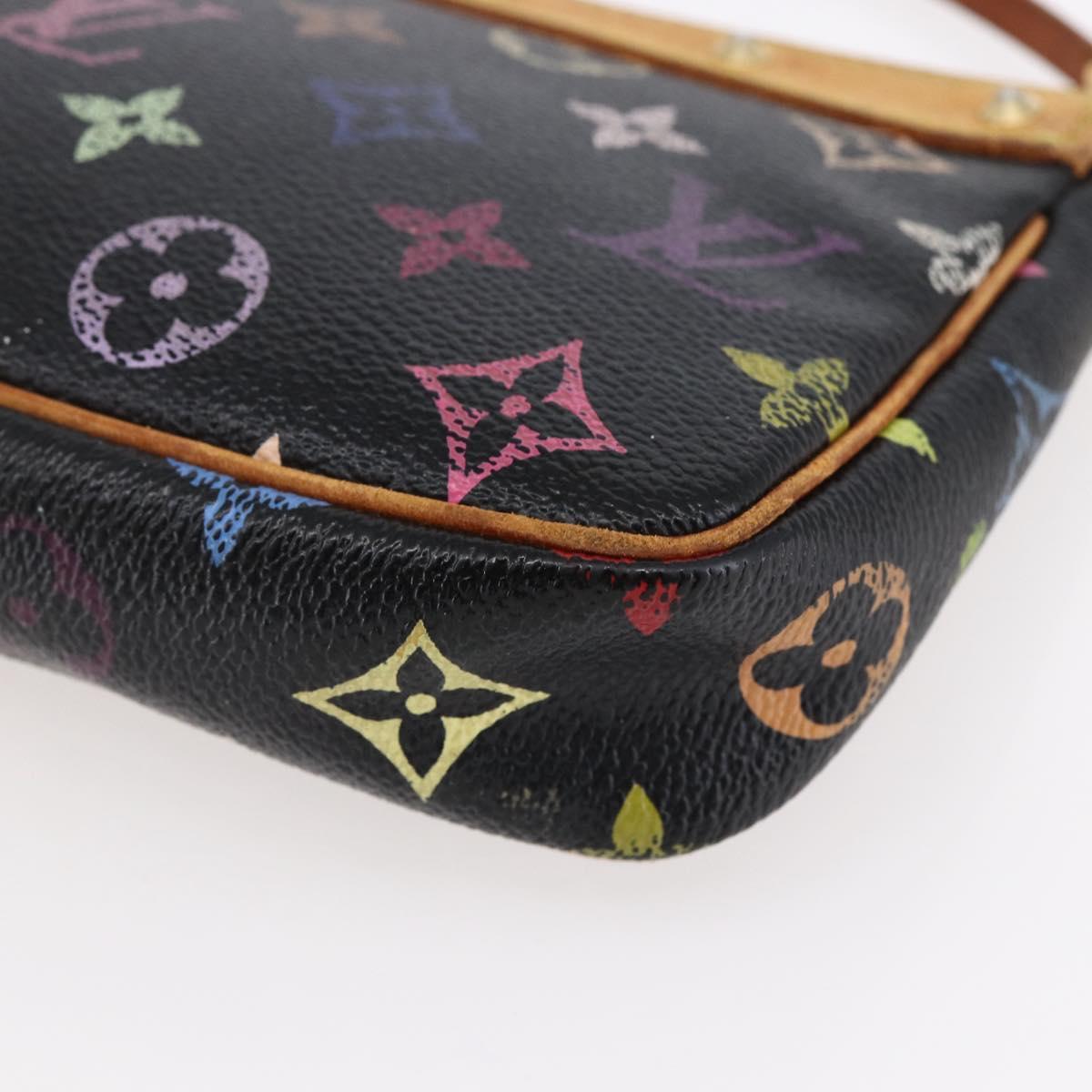 LOUIS VUITTON Multicolor Pochette Accessoires Pouch Black M92648 LV Auth 149228