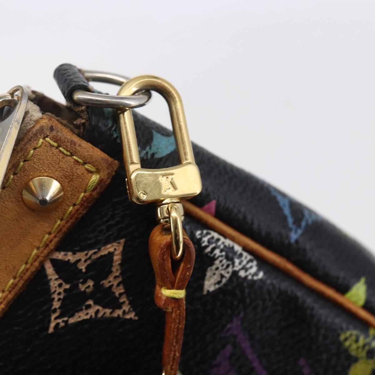 LOUIS VUITTON Multicolor Pochette Accessoires Pouch Black M92648 LV Auth 149228