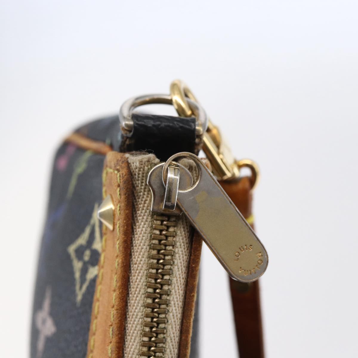 LOUIS VUITTON Multicolor Pochette Accessoires Pouch Black M92648 LV Auth 149228