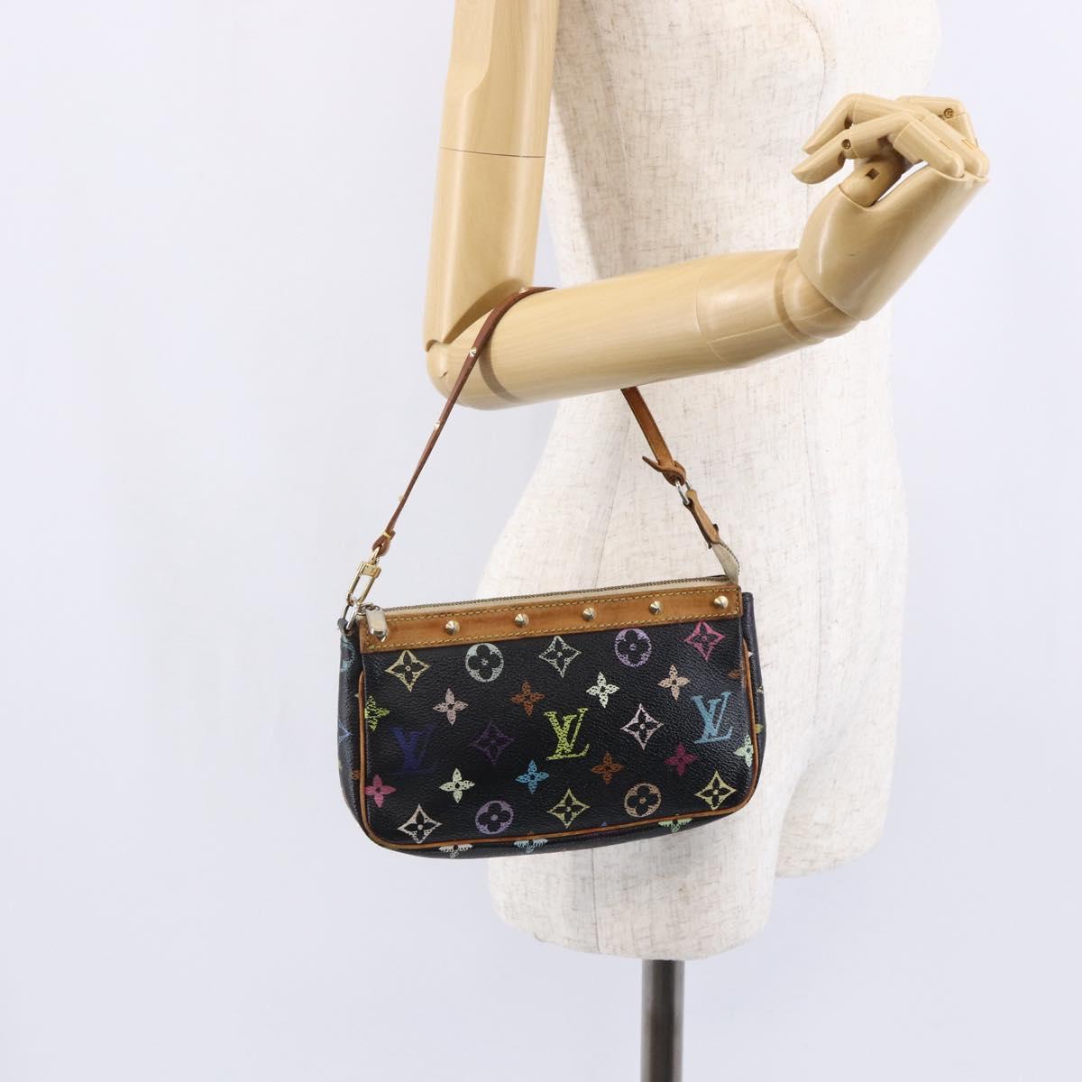 LOUIS VUITTON Multicolor Pochette Accessoires Pouch Black M92648 LV Auth 149228