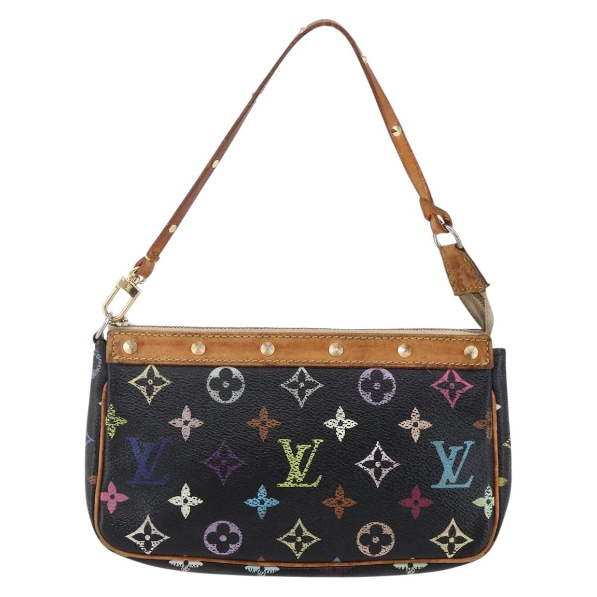 LOUIS VUITTON Multicolor Pochette Accessoires Pouch Black M92648 LV Auth 149228