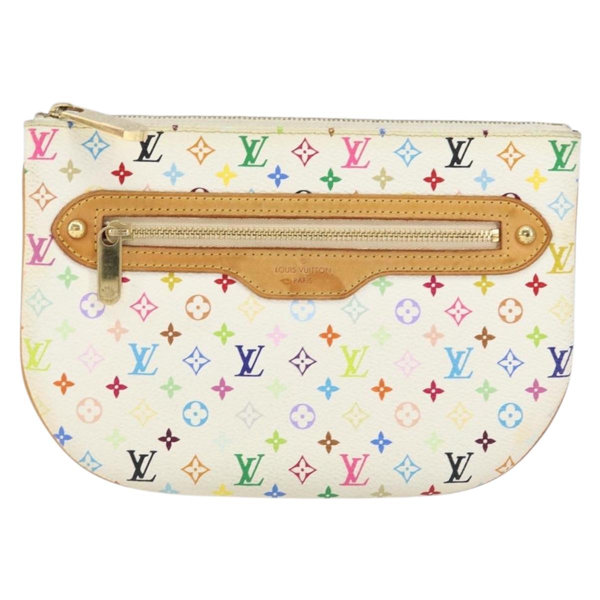 LOUIS VUITTON Monogram Multicolor Pochette GM Pouch White M60027 LV Auth 149229
