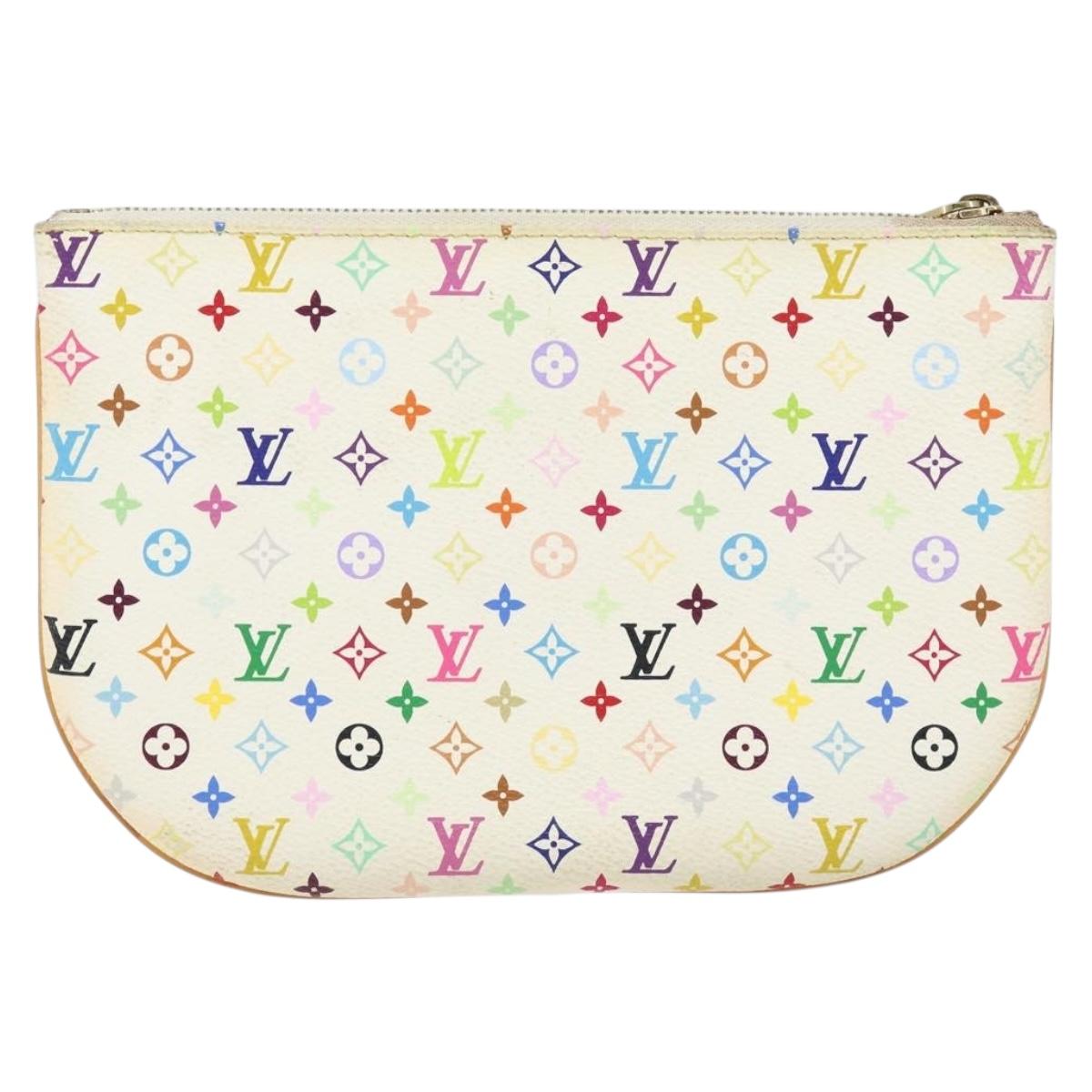 LOUIS VUITTON Monogram Multicolor Pochette GM Pouch White M60027 LV Auth 149229