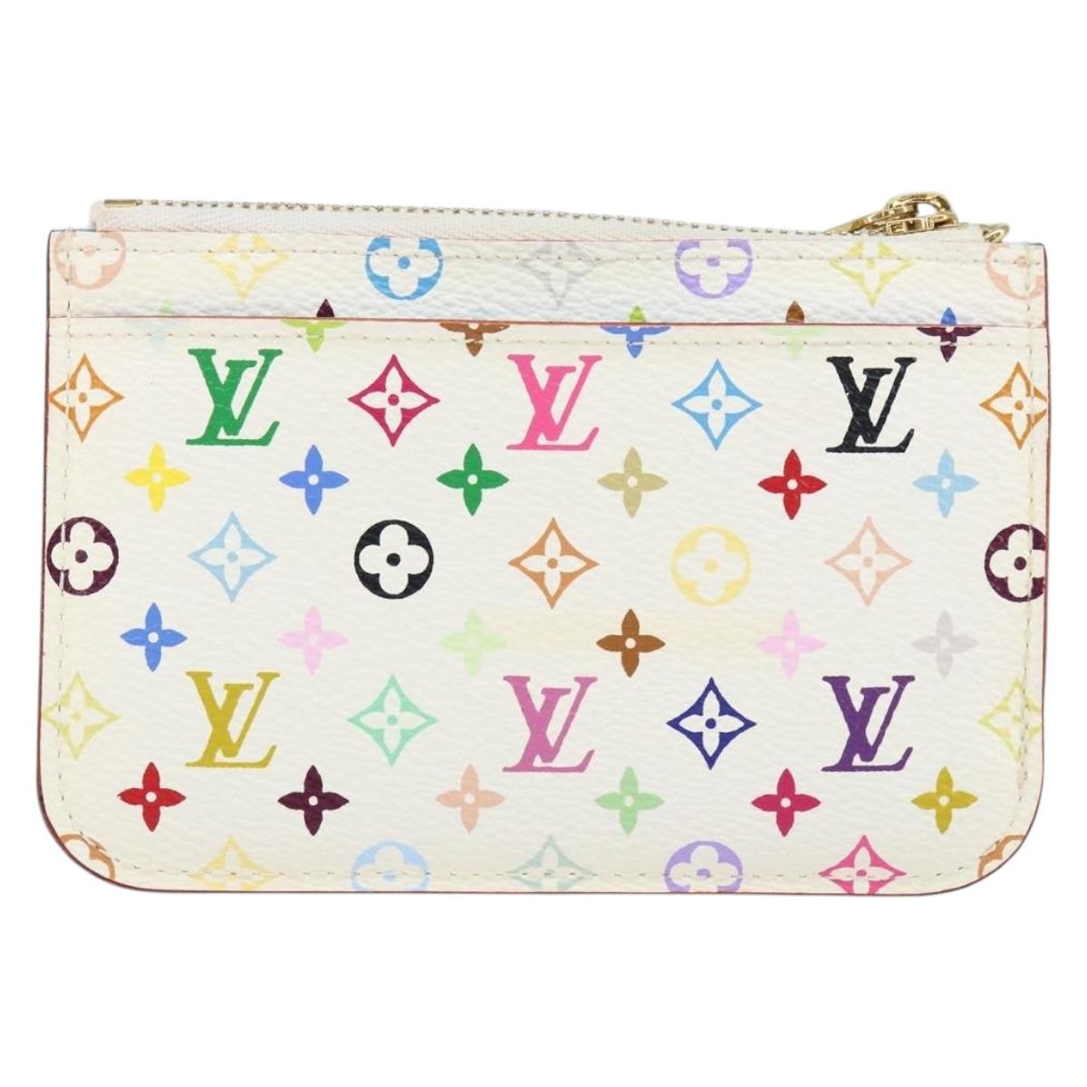 LOUIS VUITTON Multicolor Pochette ClesNM Coin Purse White M93734 LV Auth 149233V