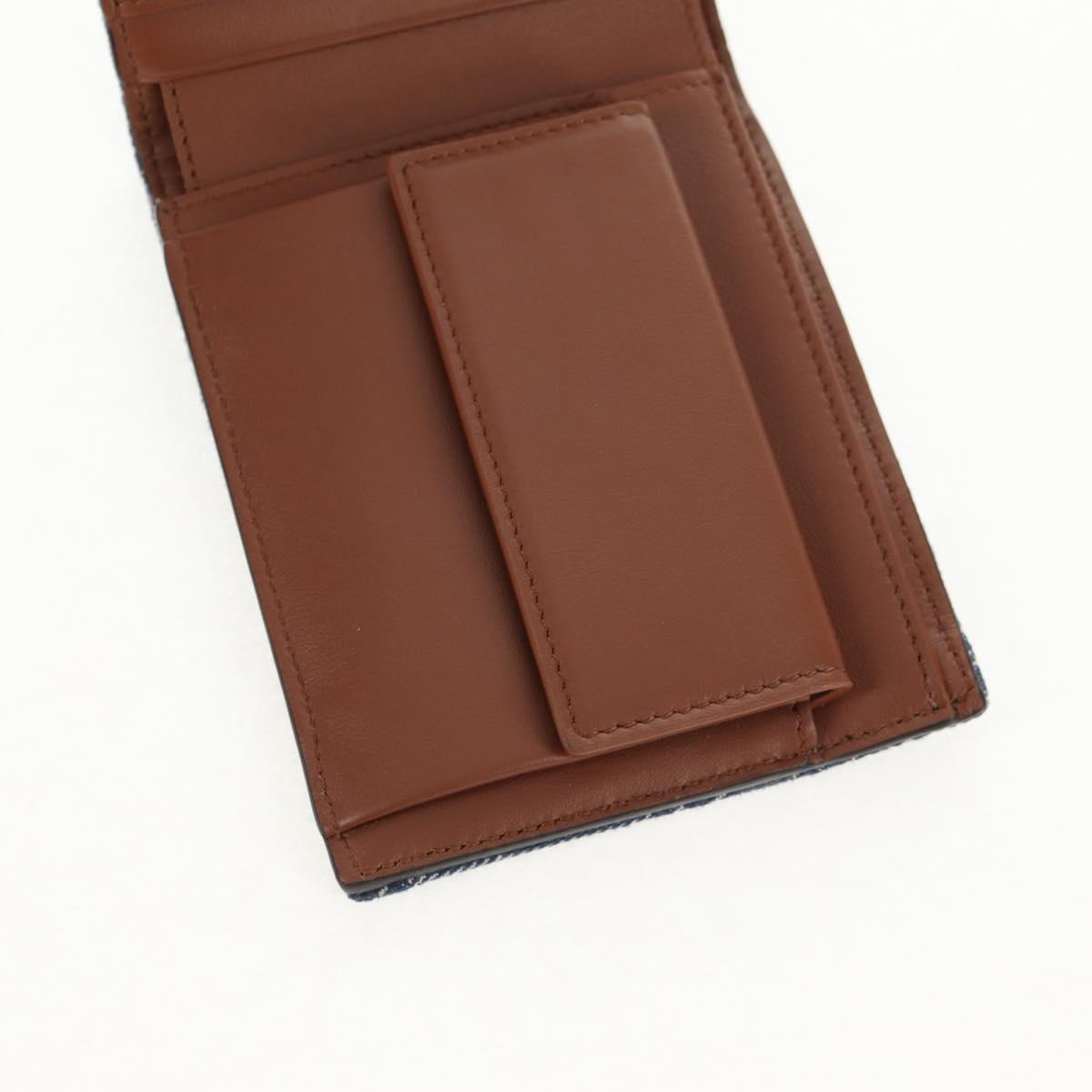 FENDI Zucca Canvas Compact Wallet Blue Auth 149243M