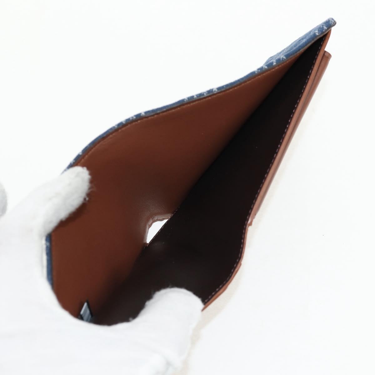 FENDI Zucca Canvas Compact Wallet Blue Auth 149243M