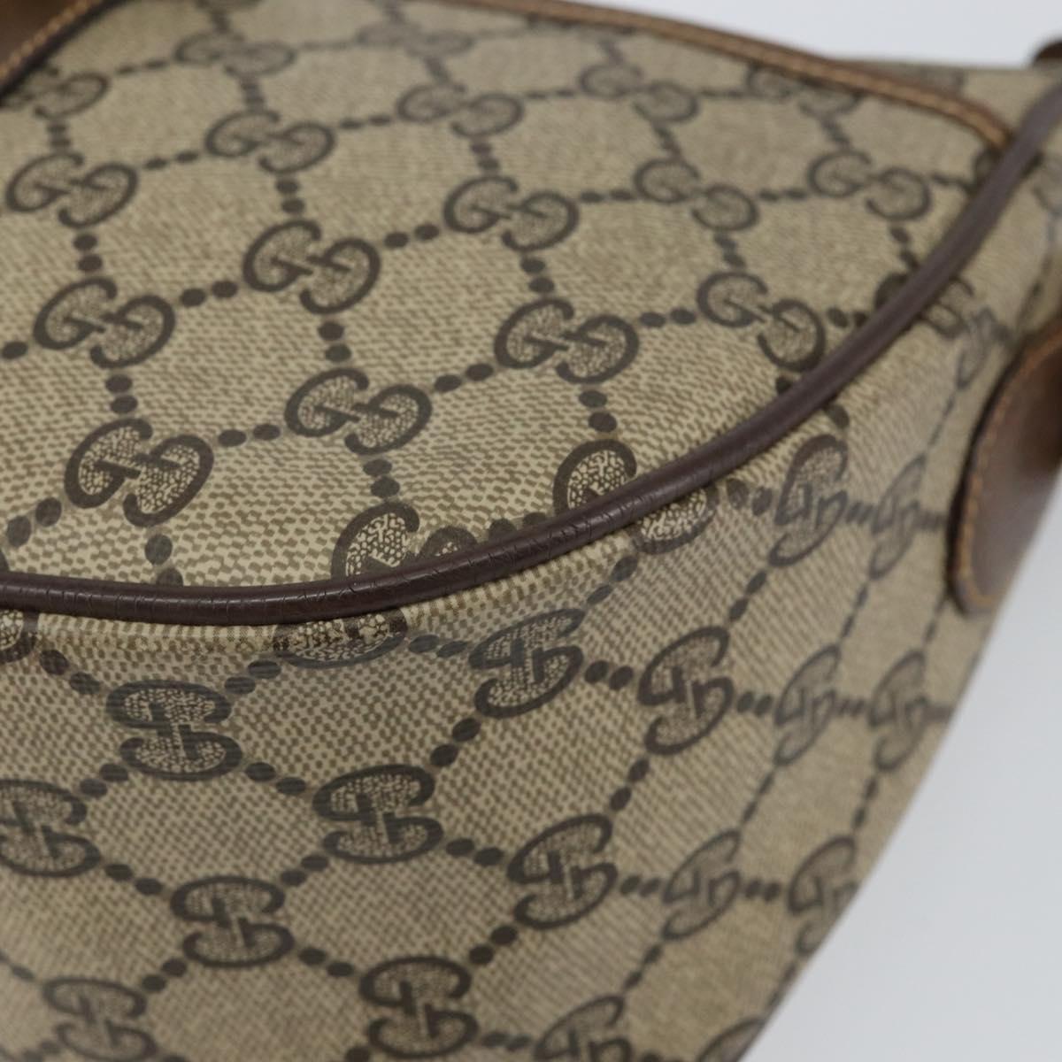 GUCCI GG Supreme Web Sherry Line Bag PVC Beige Gold 89 02 032 Auth 149251