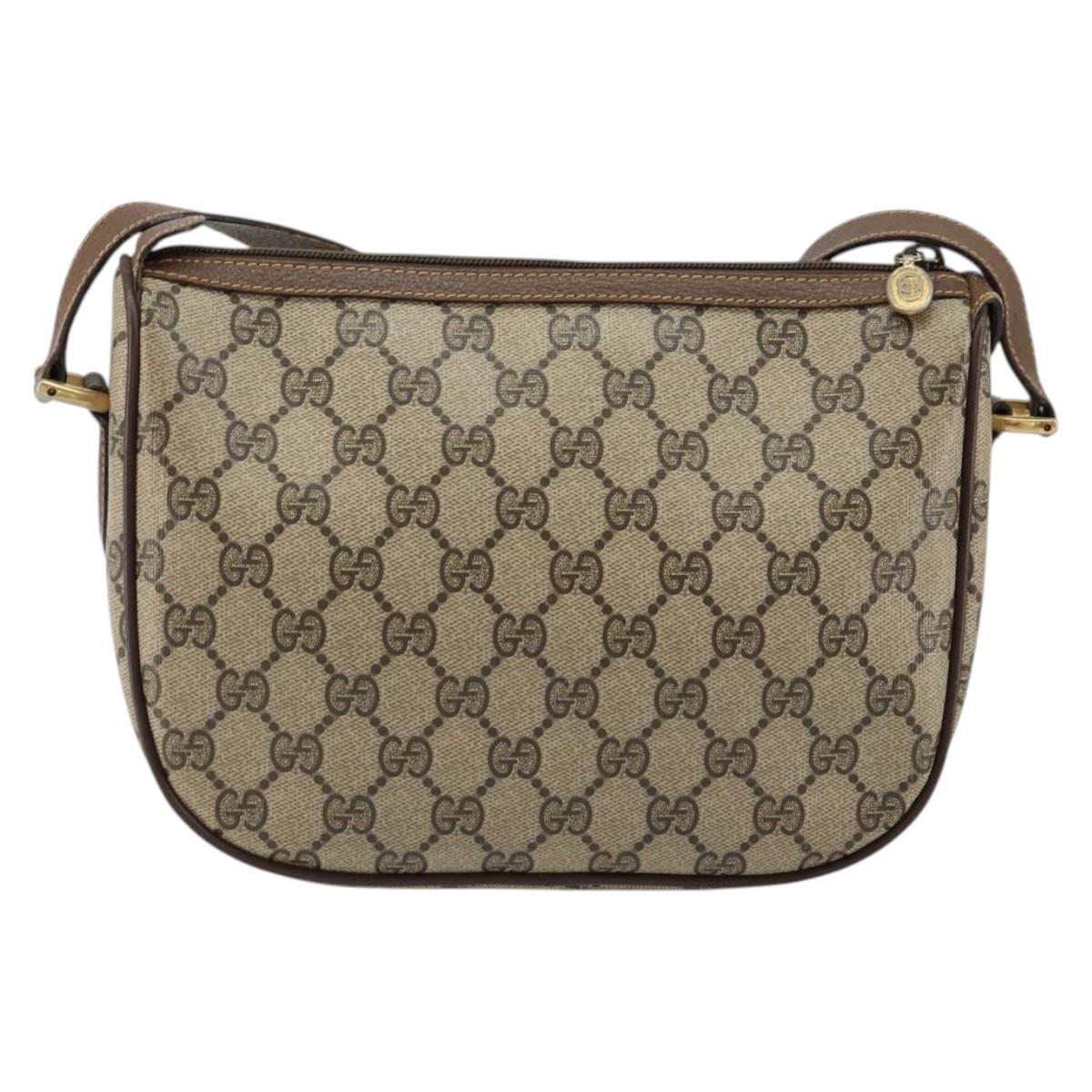 GUCCI GG Supreme Web Sherry Line Bag PVC Beige Gold 89 02 032 Auth 149251