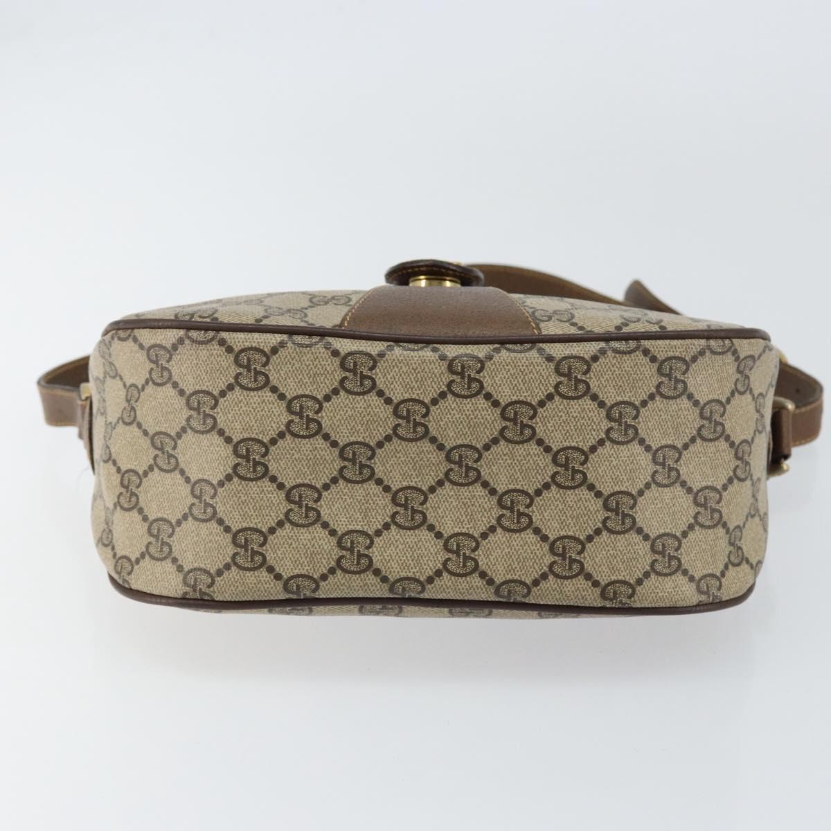 GUCCI GG Supreme Web Sherry Line Bag PVC Beige Gold 89 02 032 Auth 149251