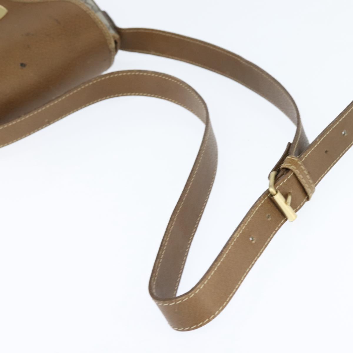GUCCI GG Supreme Web Sherry Line Shoulder Bag PVC Beige Gold Auth 149255