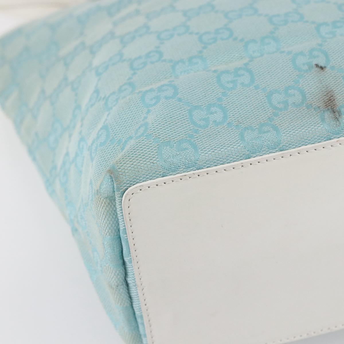 GUCCI GG Canvas Tote Bag Light Blue Gold 002 1099 Auth 149259