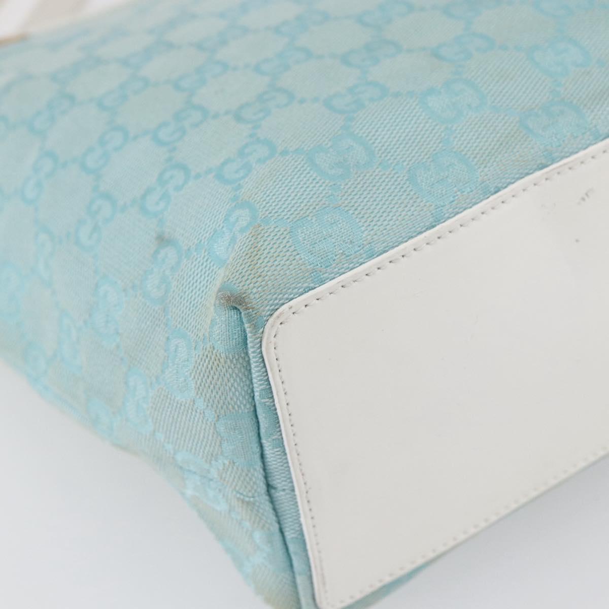 GUCCI GG Canvas Tote Bag Light Blue Gold 002 1099 Auth 149259