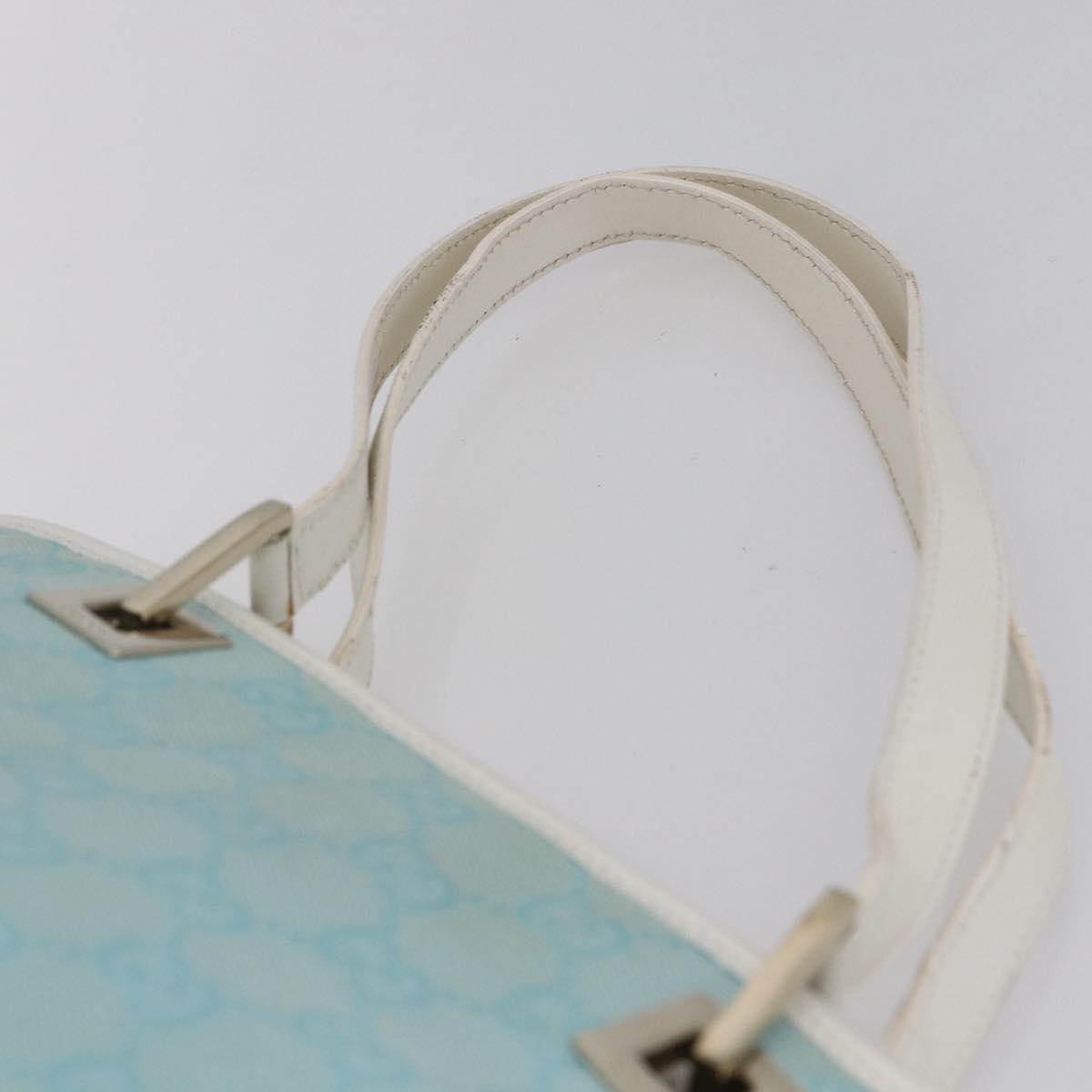 GUCCI GG Canvas Tote Bag Light Blue Gold 002 1099 Auth 149259