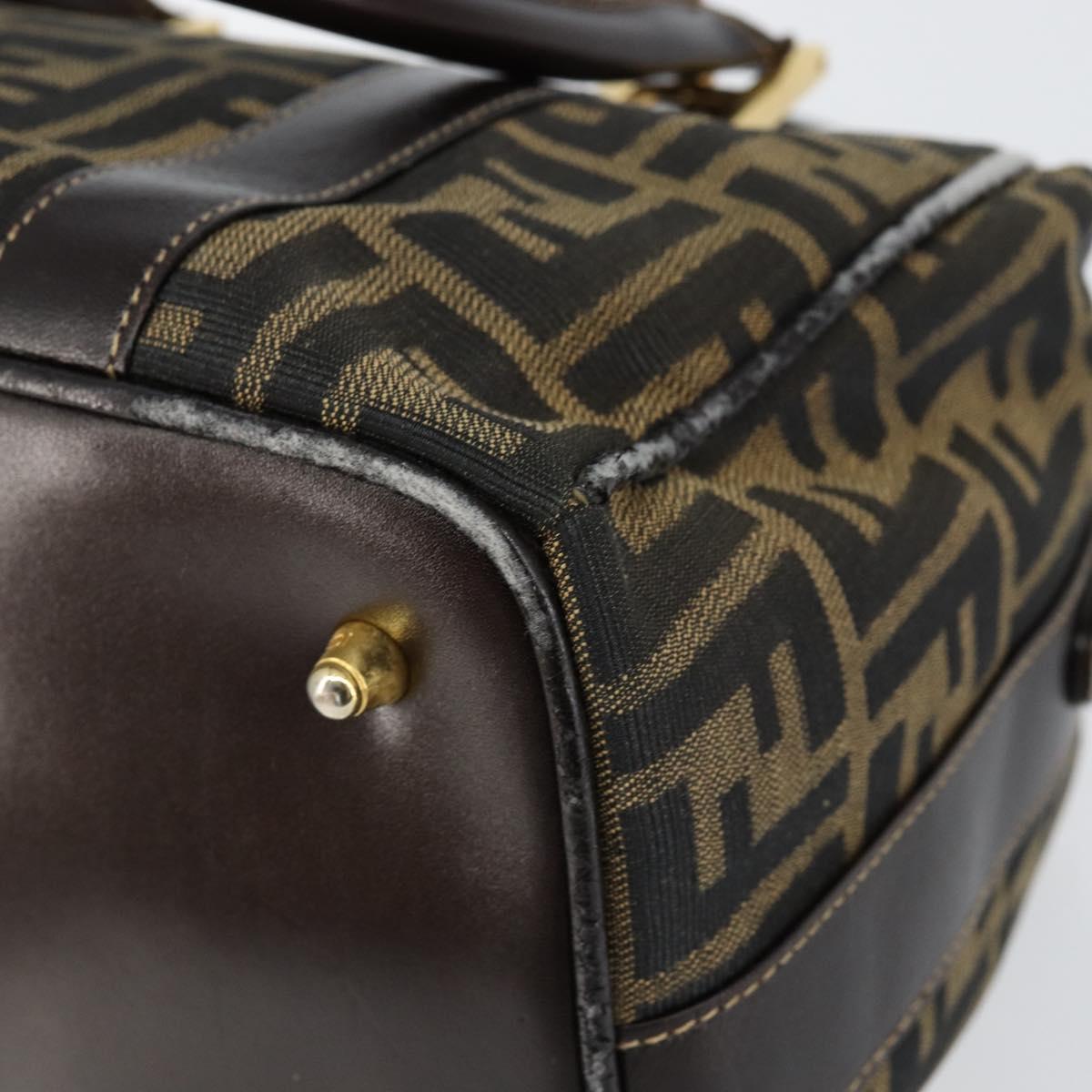 FENDI Zucca Canvas Hand Bag Black Brown Auth 149263