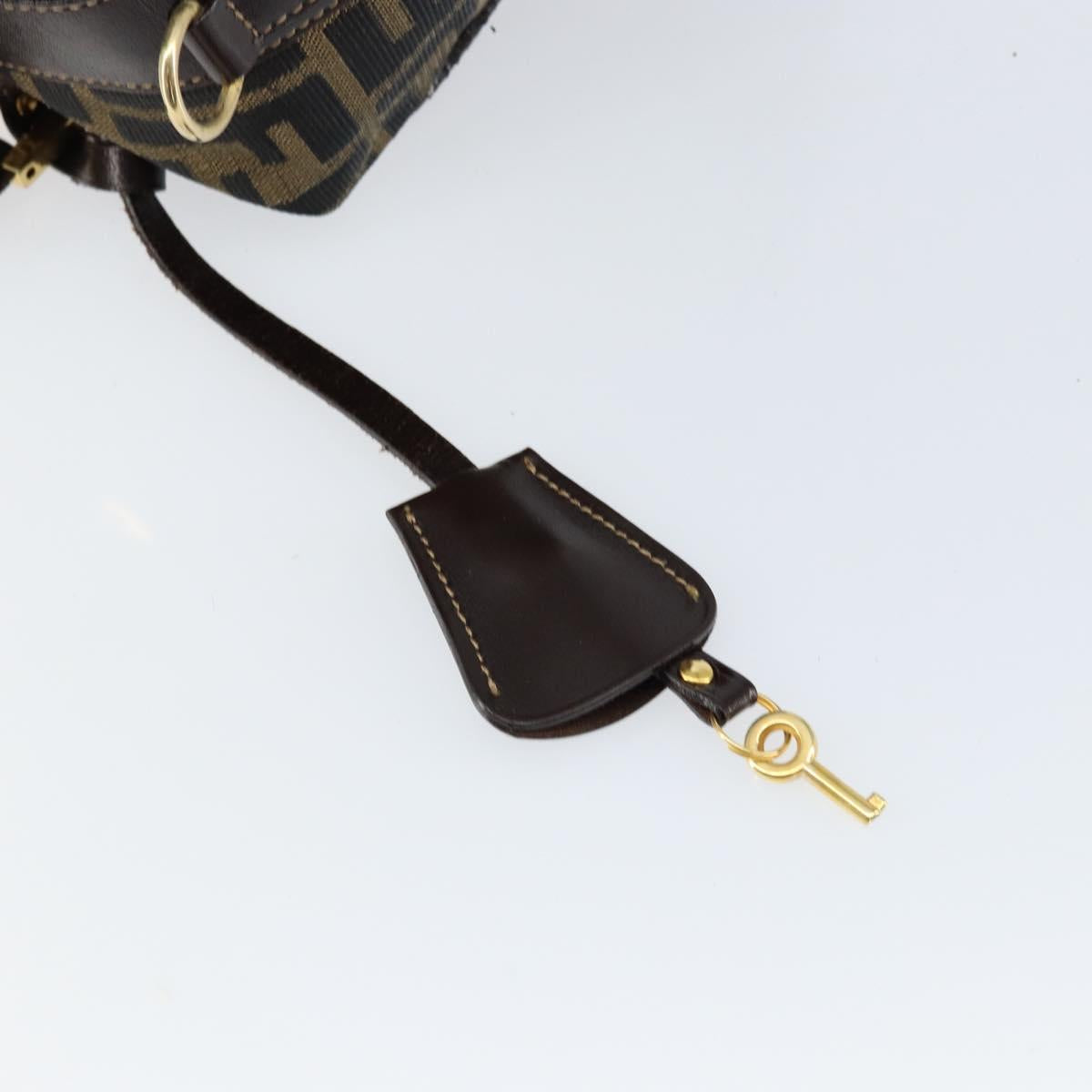 FENDI Zucca Canvas Hand Bag Black Brown Auth 149263