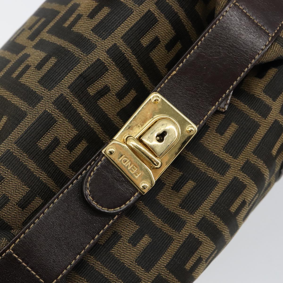 FENDI Zucca Canvas Hand Bag Black Brown Auth 149263
