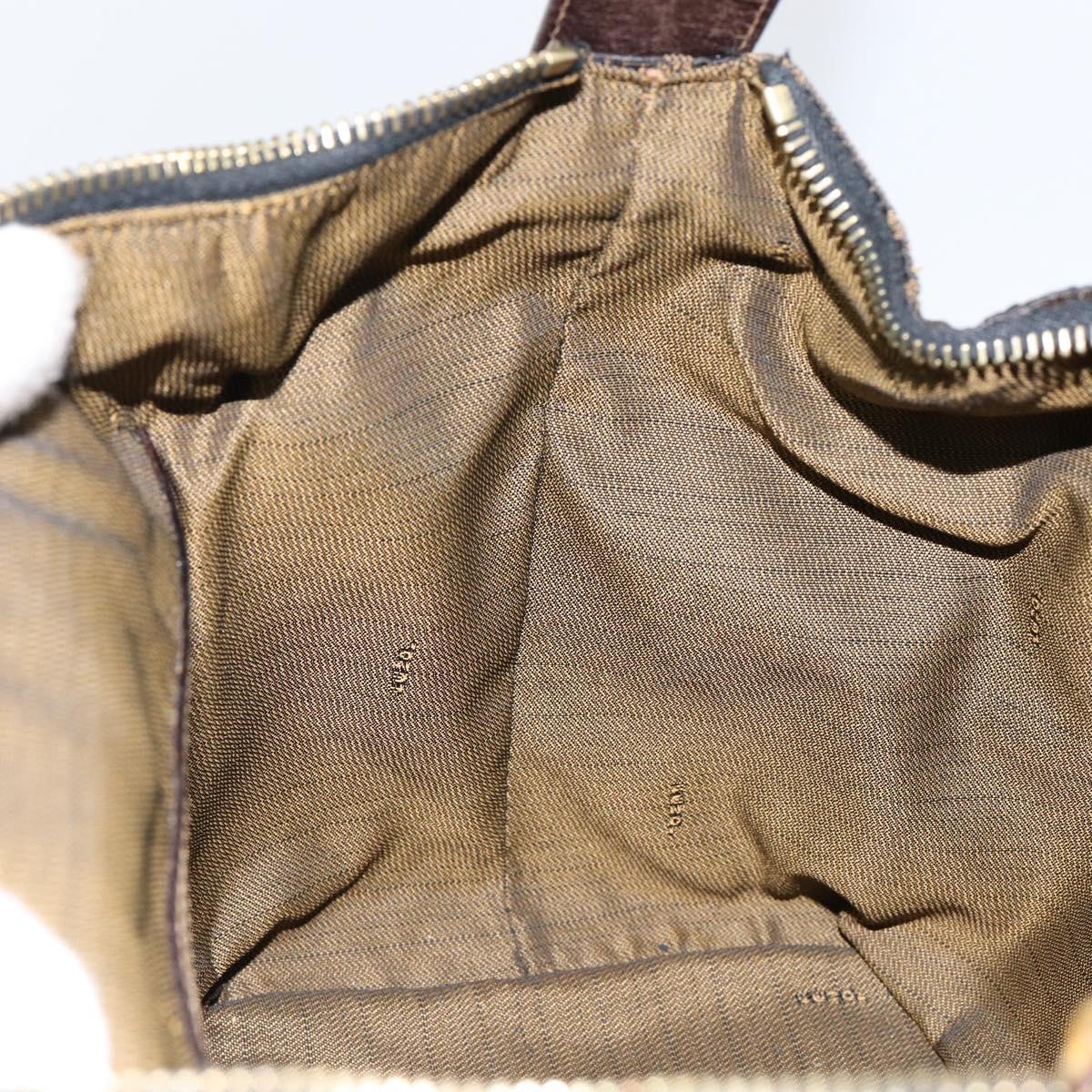 FENDI Zucca Canvas Hand Bag Black Brown Auth 149263