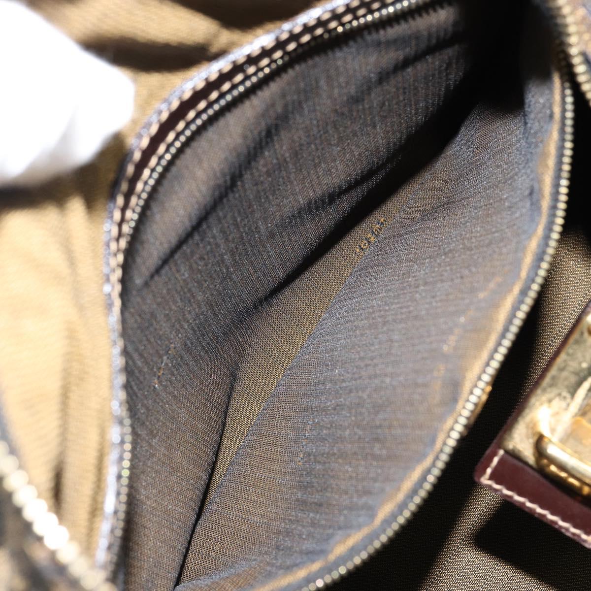 FENDI Zucca Canvas Hand Bag Black Brown Auth 149263