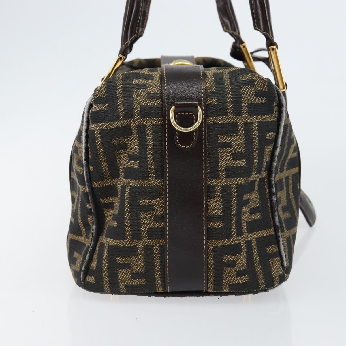 FENDI Zucca Canvas Hand Bag Black Brown Auth 149263