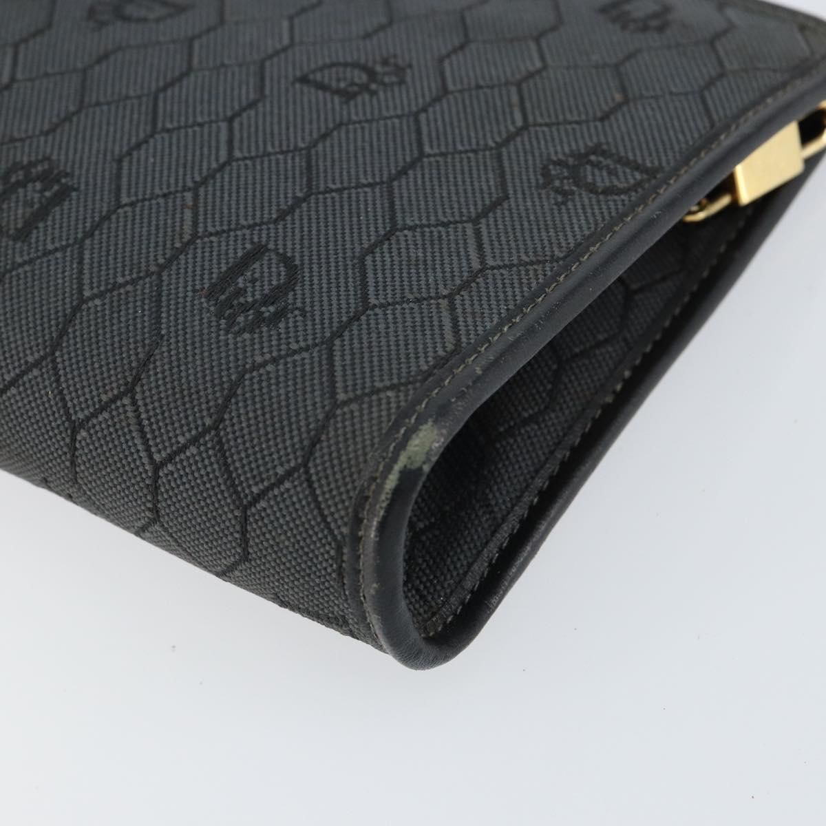 Christian Dior Honeycomb Canvas Chain Shoulder Bag Black Gold Auth 149271