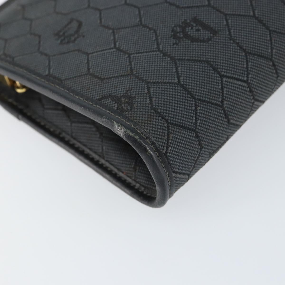 Christian Dior Honeycomb Canvas Chain Shoulder Bag Black Gold Auth 149271